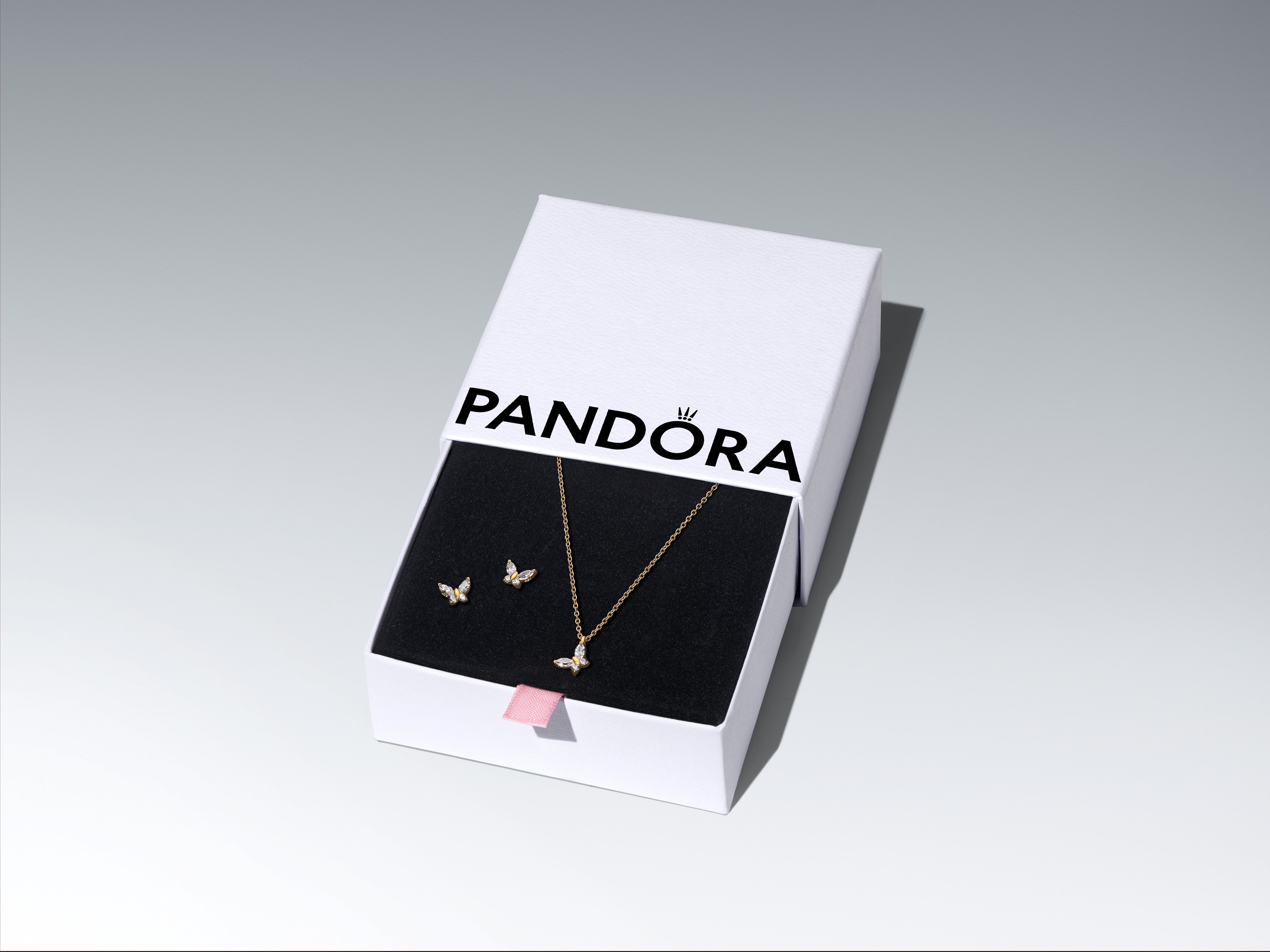 Butterfly 14K Gold-Plated Collier With Clear Cubic Zirconia