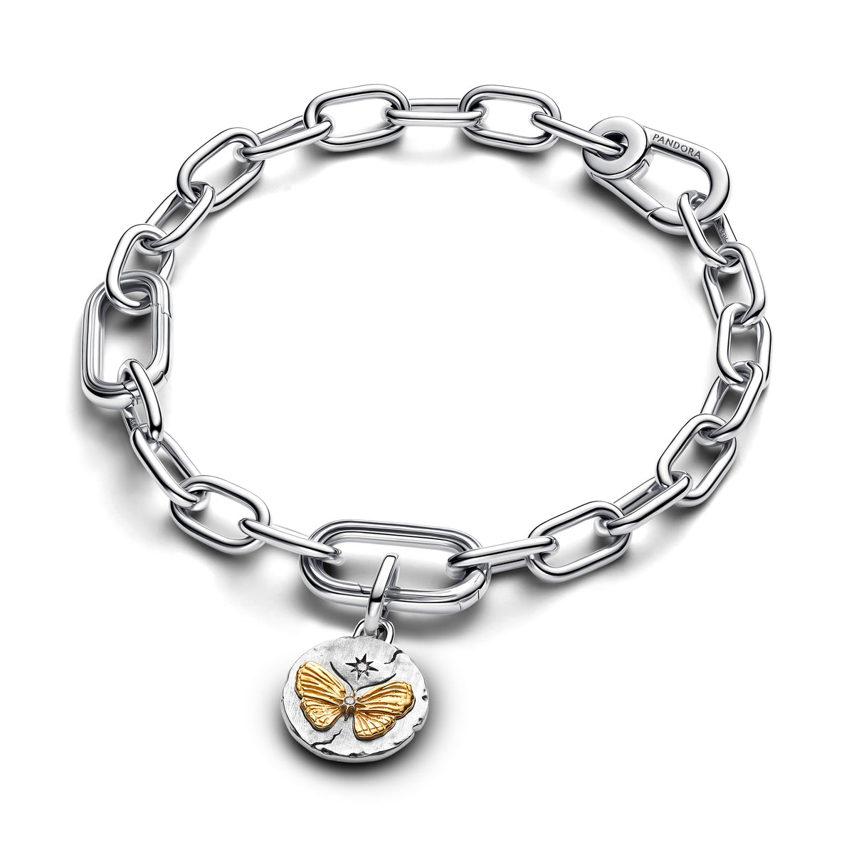 Butterfly Sterling Silver And 14K Gold-Plated Medallion With Clear Cubic Zirconia