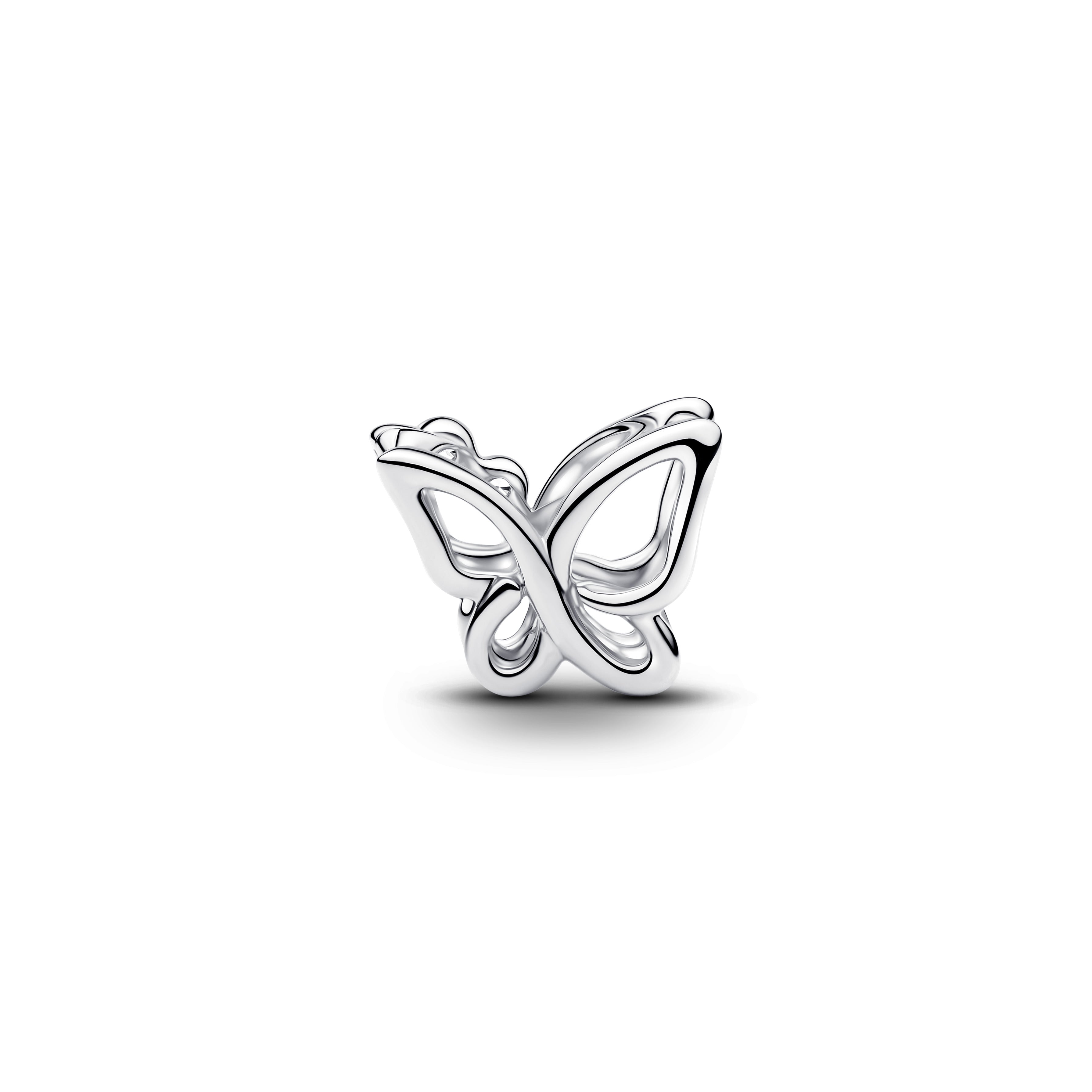 Butterfly Sterling Silver Charm With Clear Cubic Zirconia