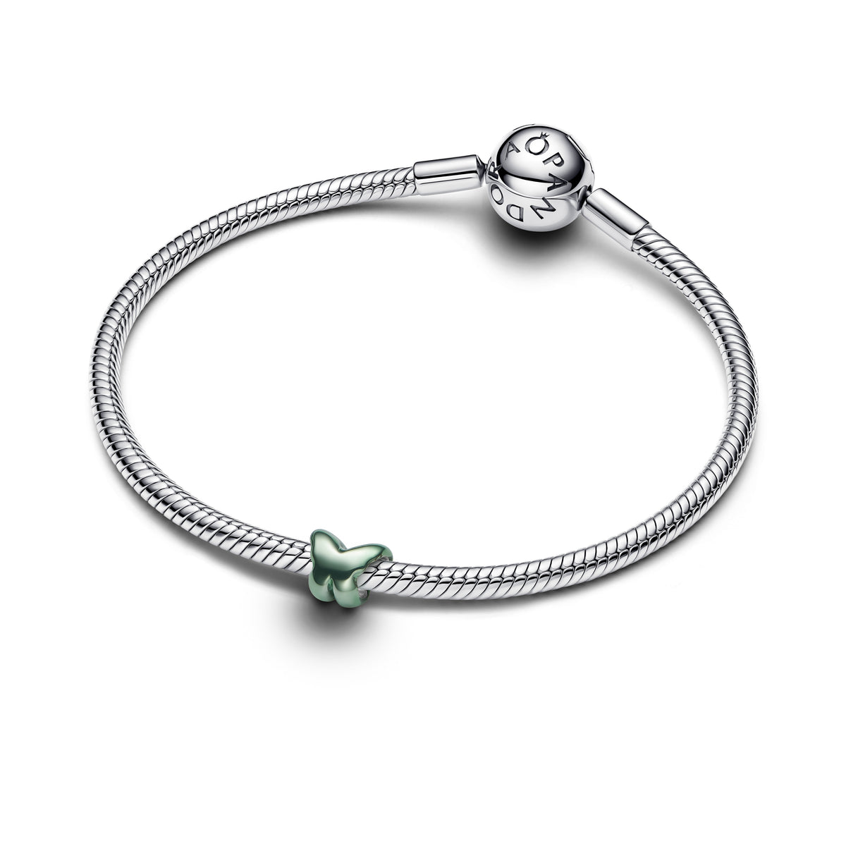 Butterfly Sterling Silver Mini Charm With Green Enamel