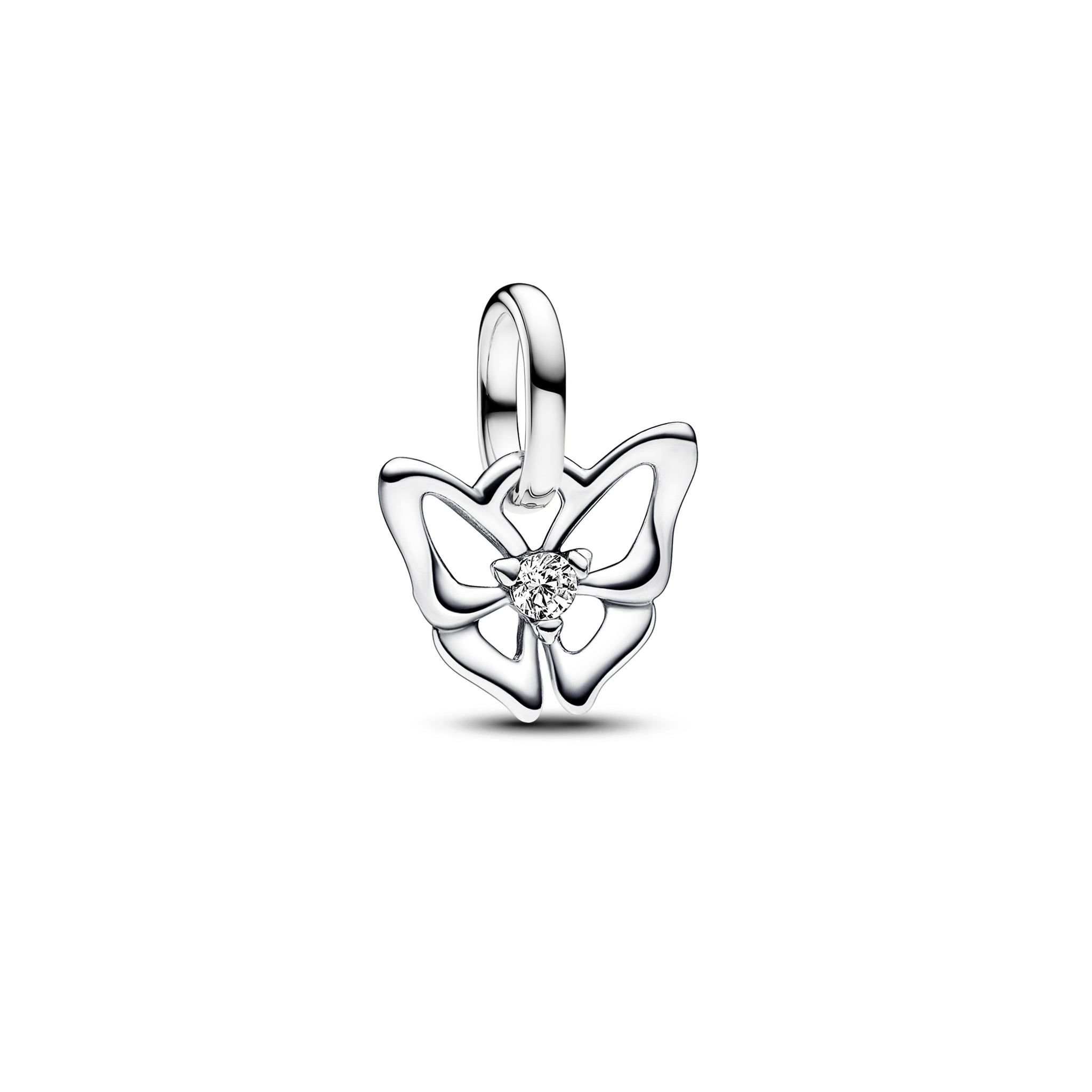 Butterfly Sterling Silver Mini Dangle With Clear Cubic Zirconia