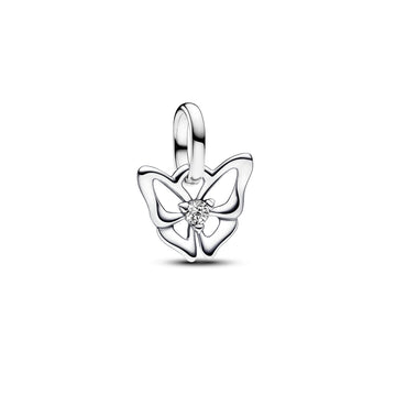 Butterfly Sterling Silver Mini Dangle With Clear Cubic Zirconia
