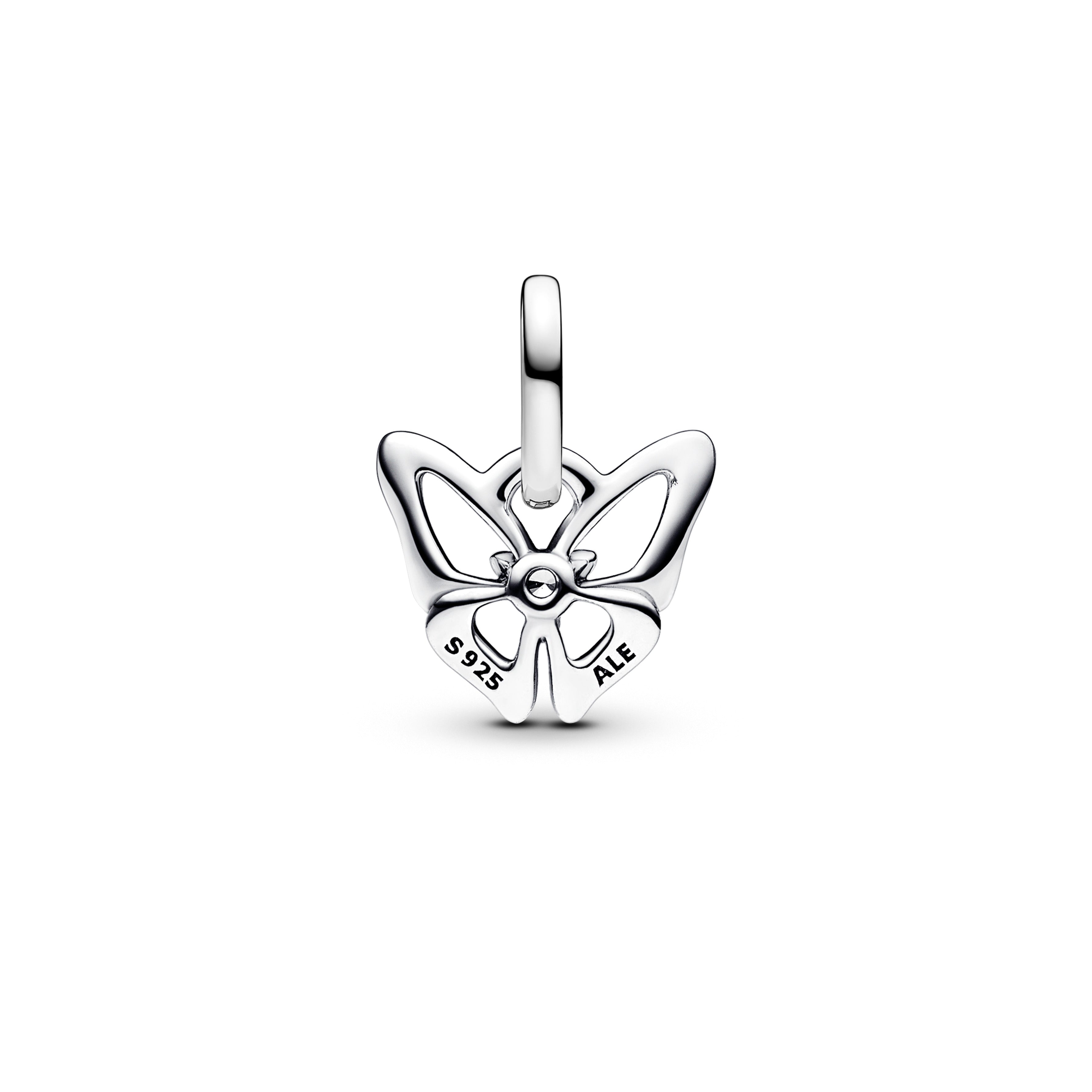 Butterfly Sterling Silver Mini Dangle With Clear Cubic Zirconia