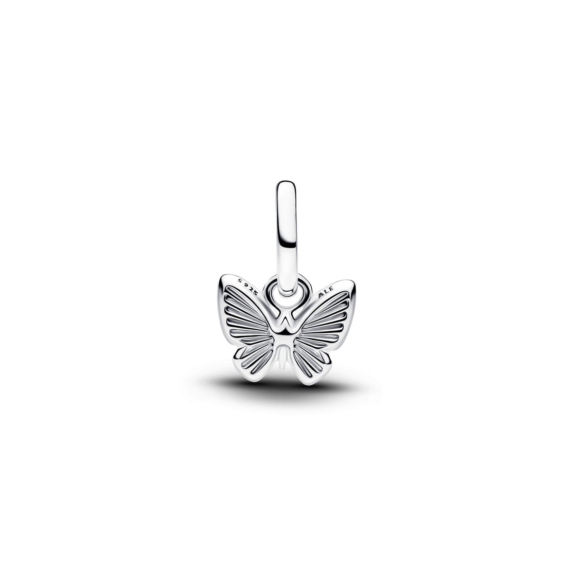 Butterfly Sterling Silver Mini Dangle With Pink Lab-Created Opal