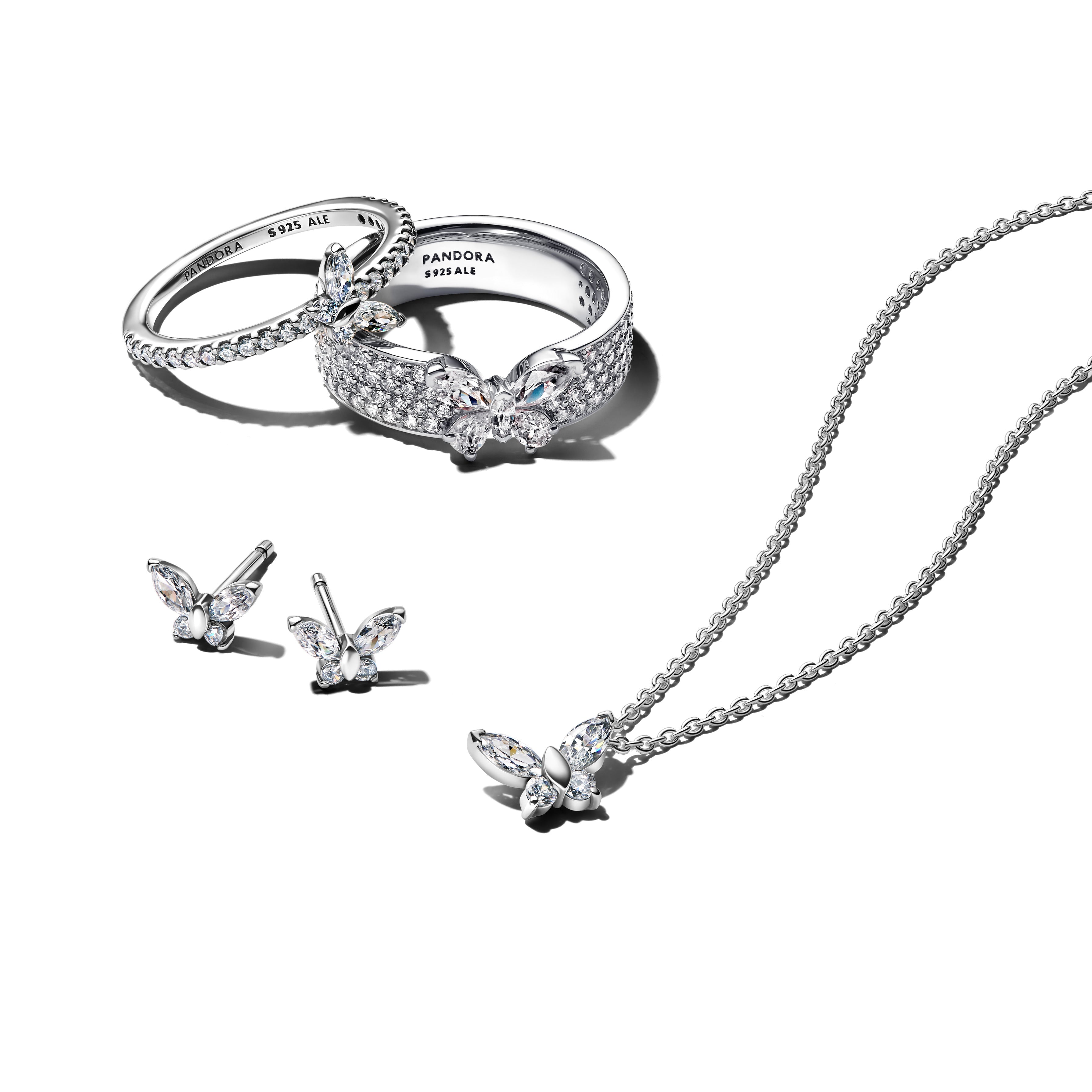 Butterfly Sterling Silver Ring With Clear Cubic Zirconia