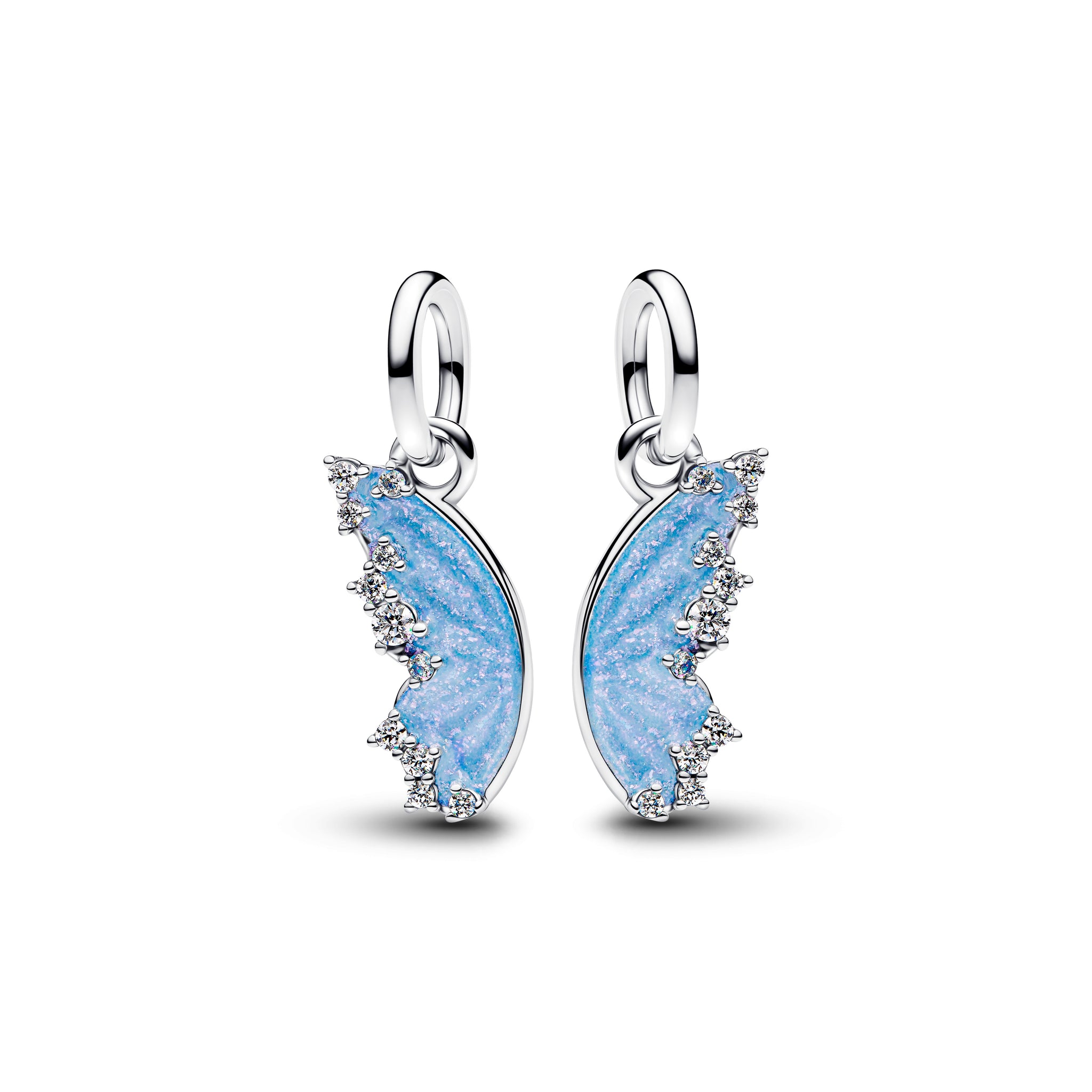 Butterfly Sterling Silver Splittable Dangle With Clear Cubic Zirconia And Shimmering Enamel