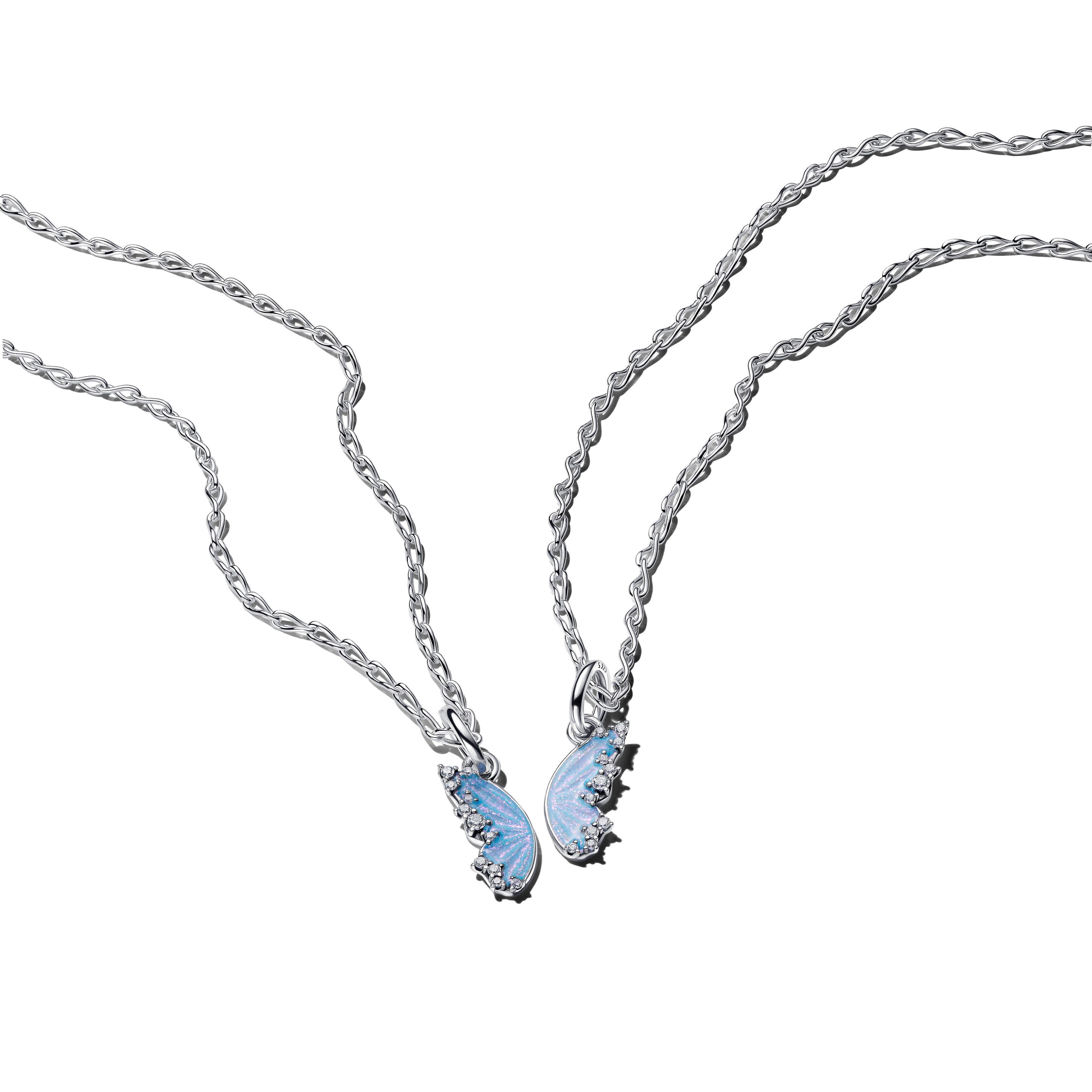 Butterfly Sterling Silver Splittable Dangle With Clear Cubic Zirconia And Shimmering Enamel