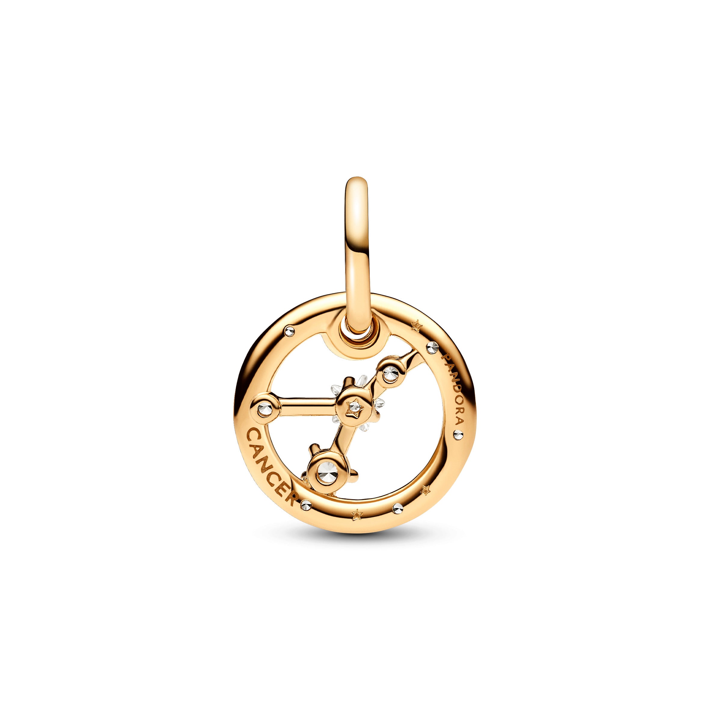 Cancer Zodiac 14K Gold-Plated Dangle With Clear Cubic Zirconia