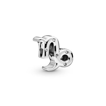 Capricorn Sterling Silver Charm With Clear Cubic Zirconia