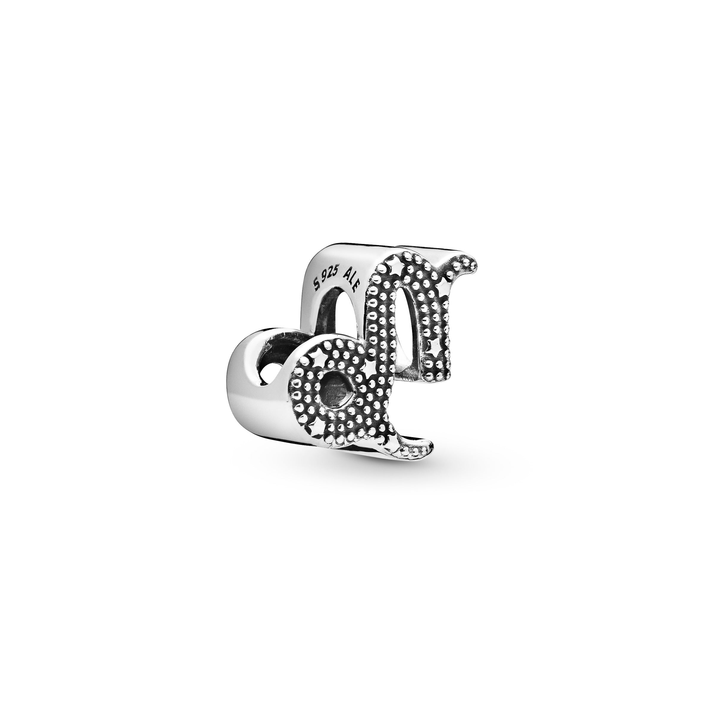 Capricorn Sterling Silver Charm With Clear Cubic Zirconia