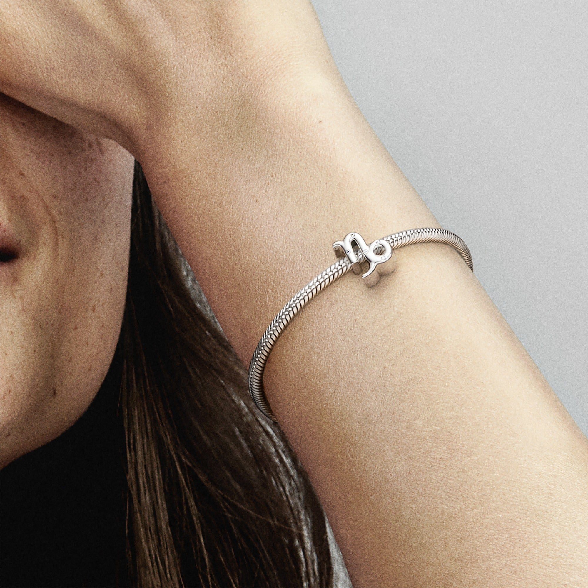 Capricorn Sterling Silver Charm With Clear Cubic Zirconia