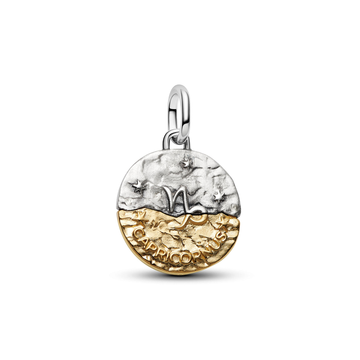 Capricornus Sterling Silver And 14K Gold-Plated Medallion With Clear Cubic Zirconia