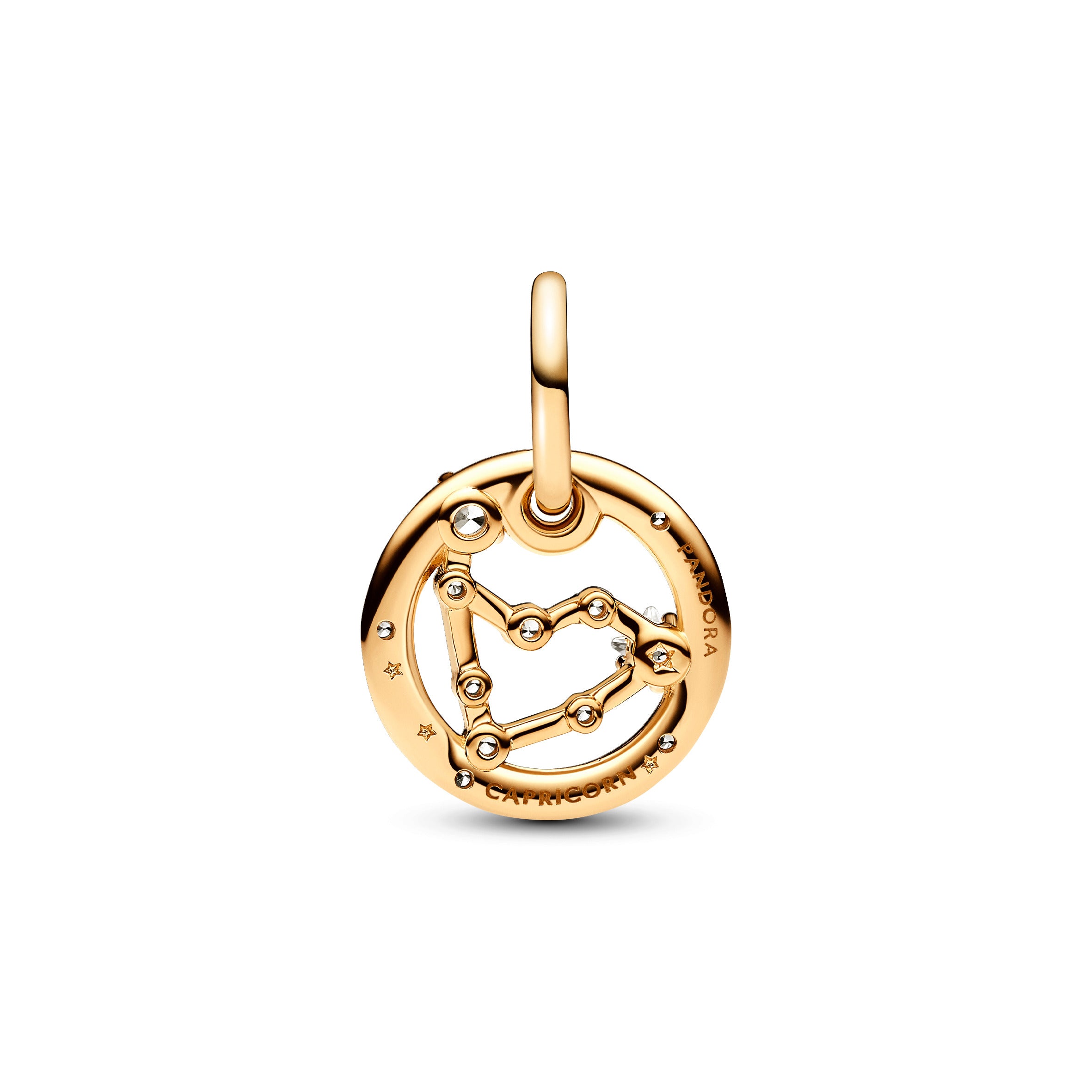 Capricorn Zodiac 14K Gold-Plated Dangle With Clear Cubic Zirconia