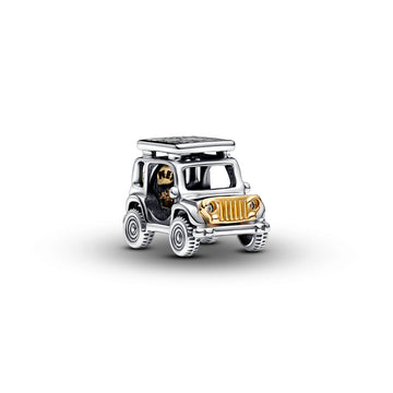 Car Sterling Silver And 14K Gold-Plated Charm With Clear Cubic Zirconia