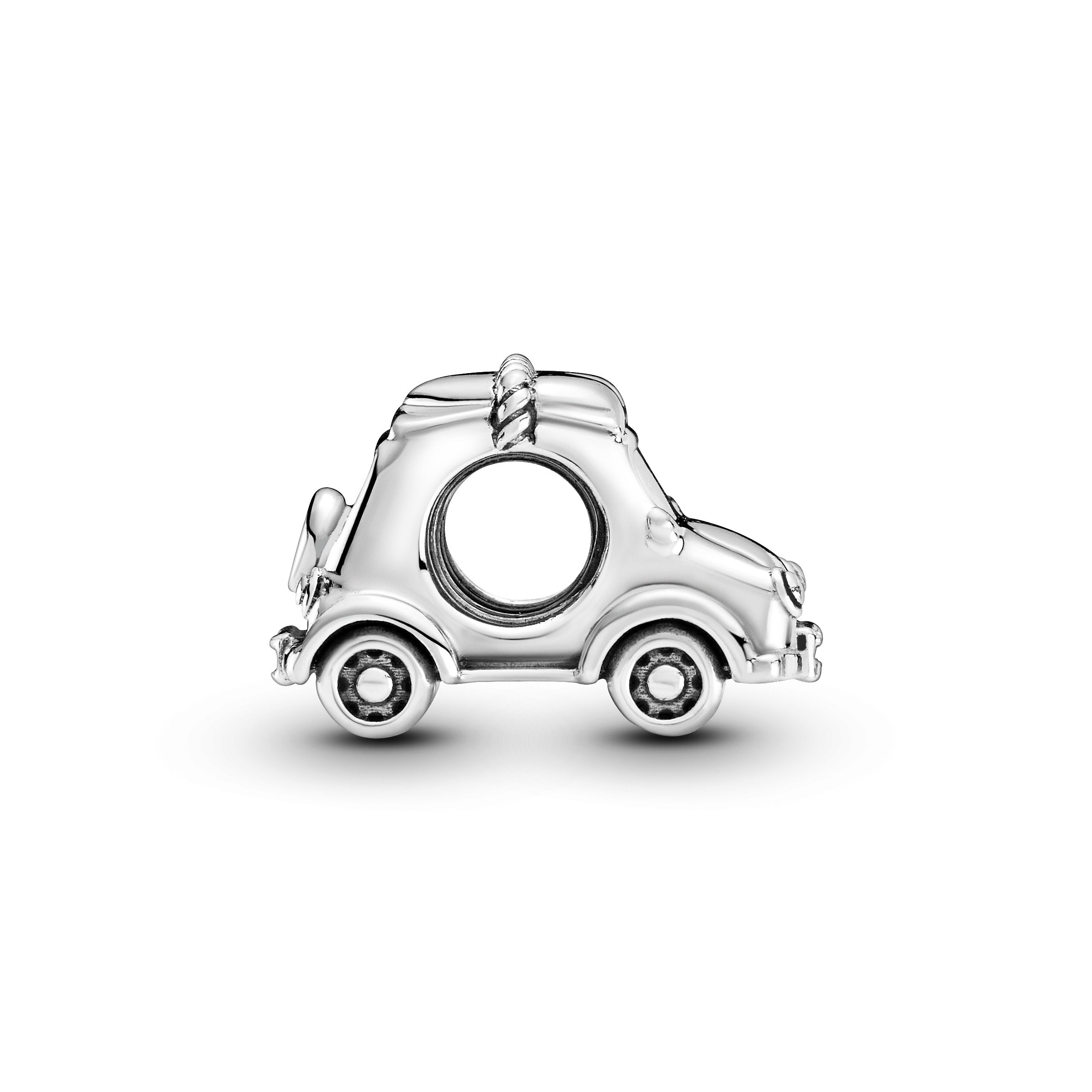 Car Sterling Silver Charm With Red Enamel