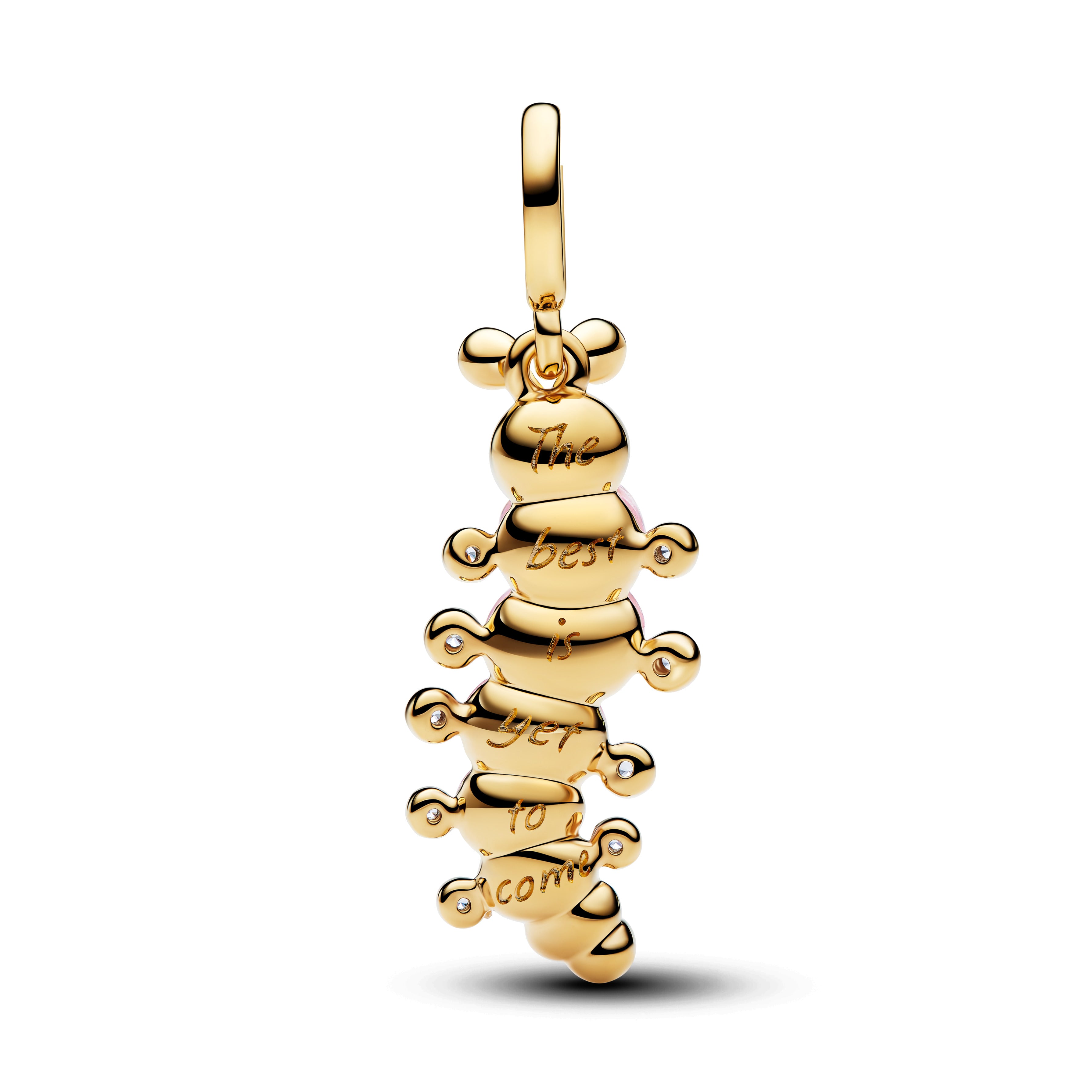 Caterpillar 14K Gold-Plated Dangle With Clear Cubic Zirconia And Pink Murano Glass