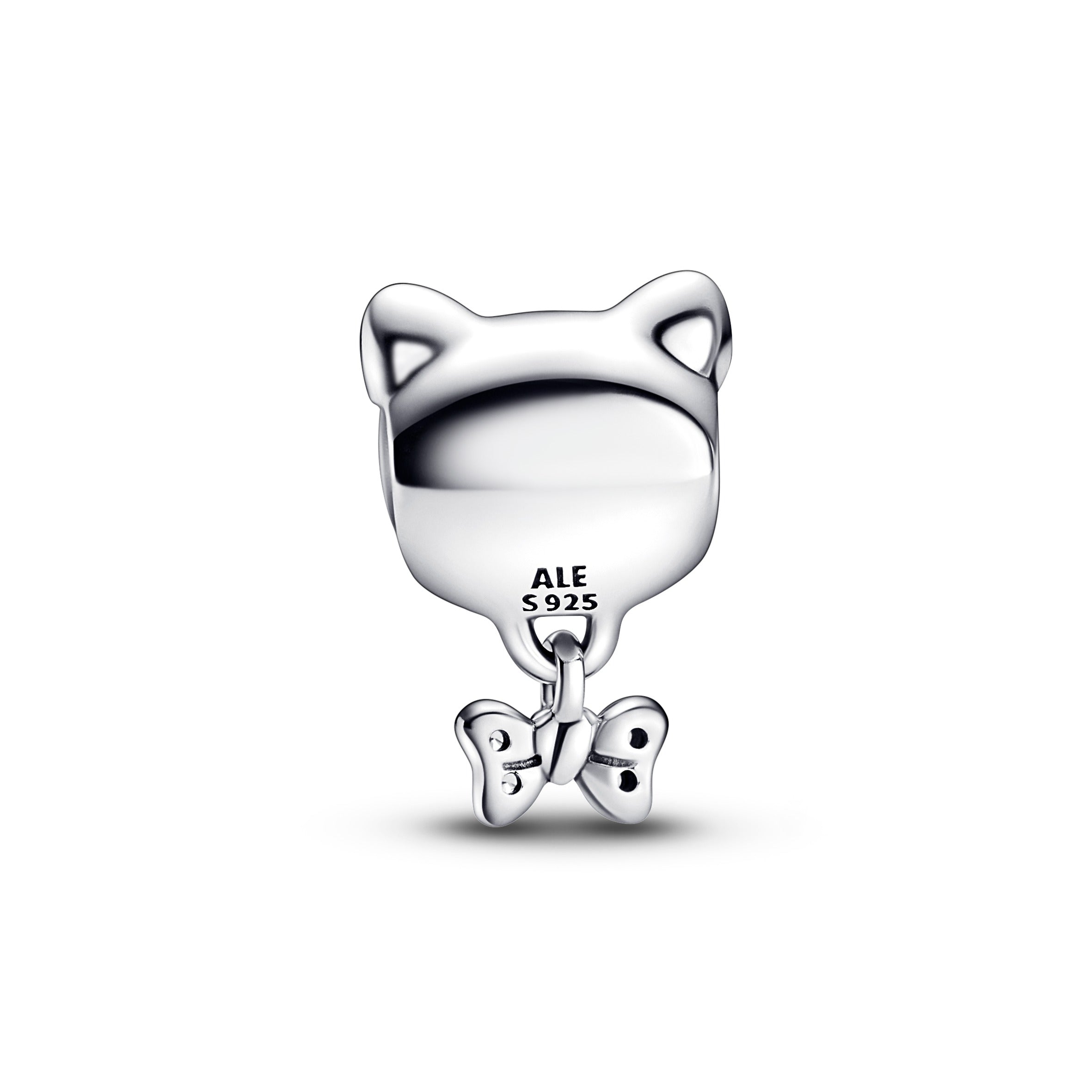 Cat Sterling Silver Charm With Clear Cubic Zirconia