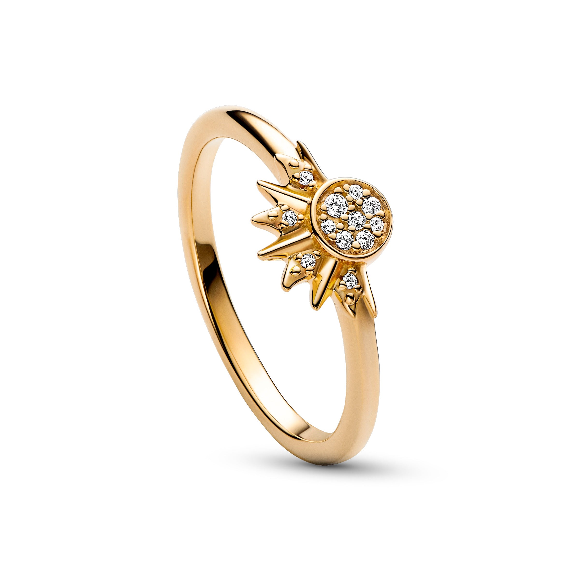 Celestial Sun 14K Gold-Plated Ring With Clear Cubic Zirconia