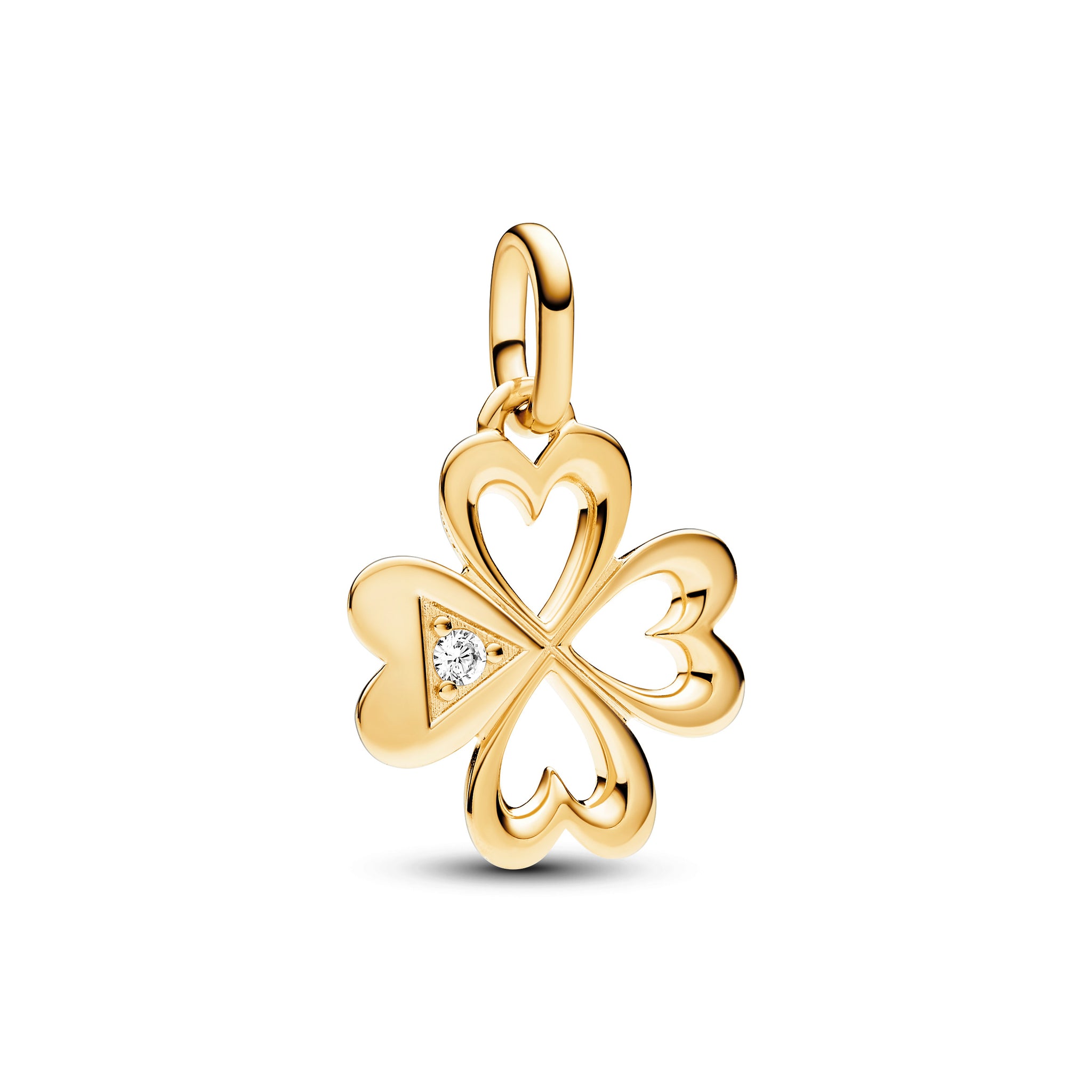 Clover 14K Gold-Plated Medallion With Clear Cubic Zirconia