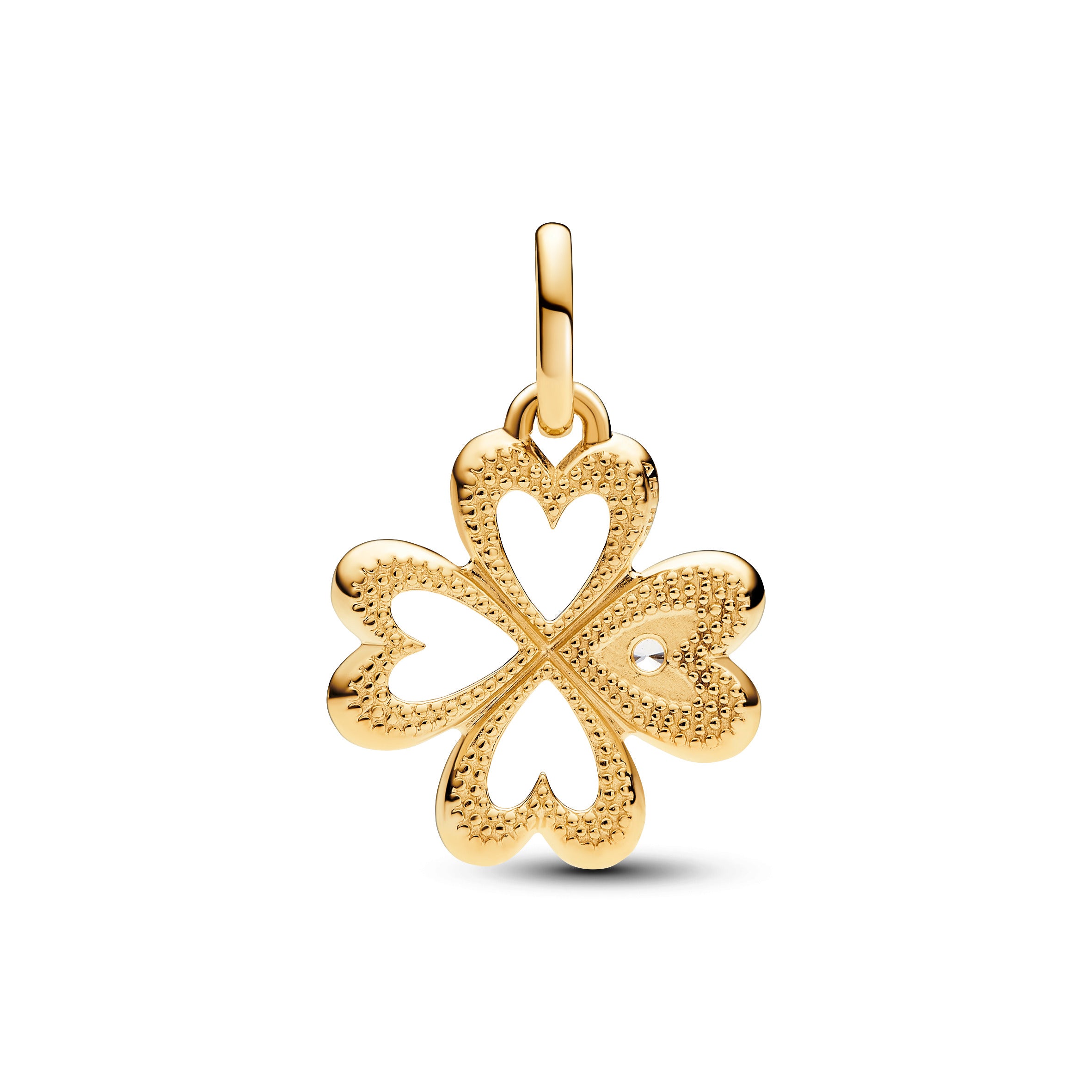 Clover 14K Gold-Plated Medallion With Clear Cubic Zirconia