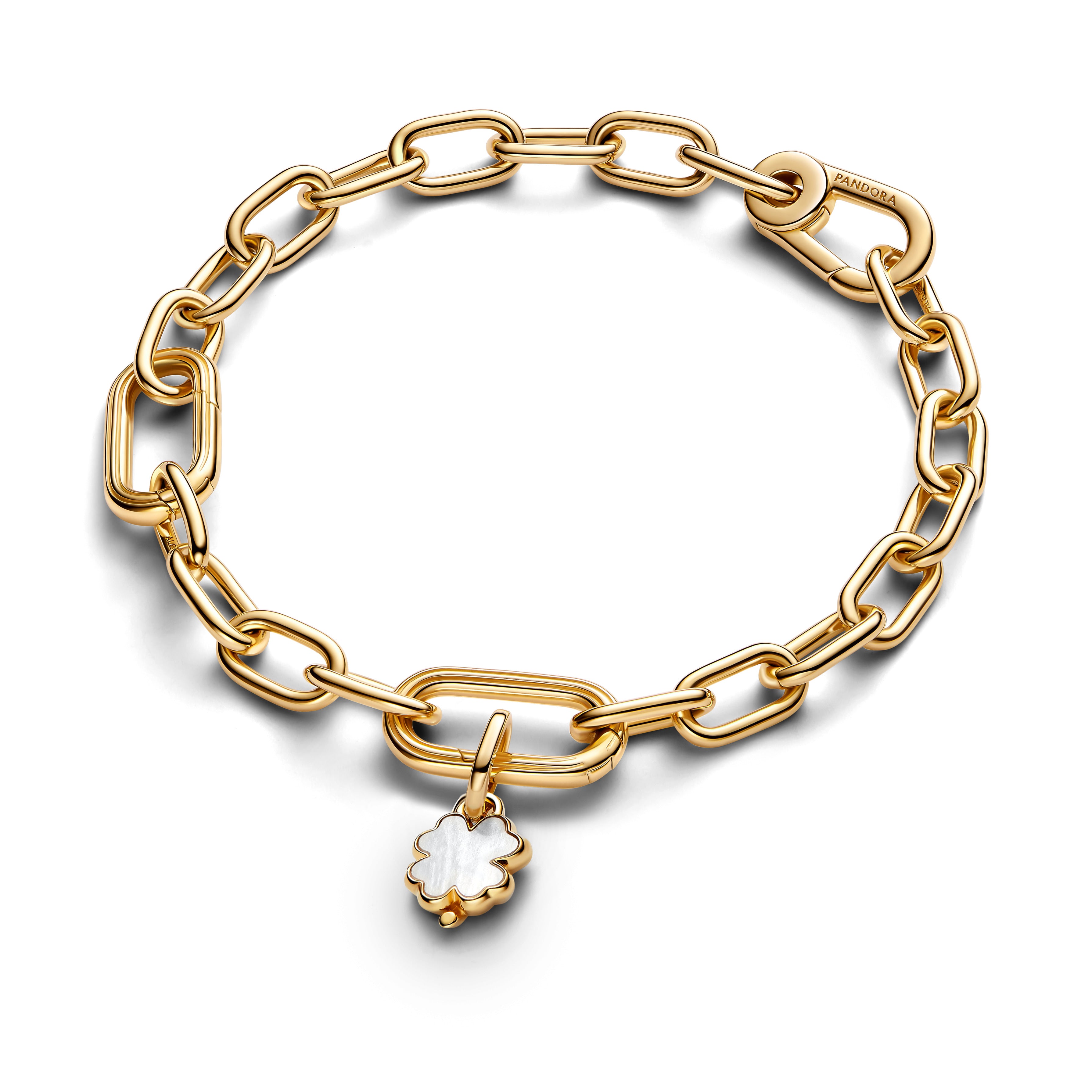 Clover 14K Gold-Plated Unique Metal Blend Mini Dangle With White Bioresin Man-Made Mother Of Pearl