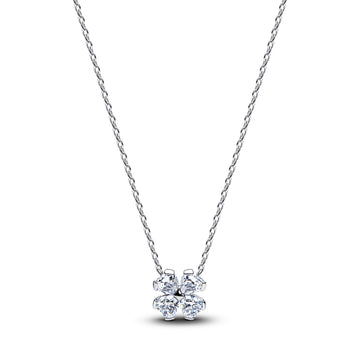 Clover Sterling Silver Collier With Clear Cubic Zirconia