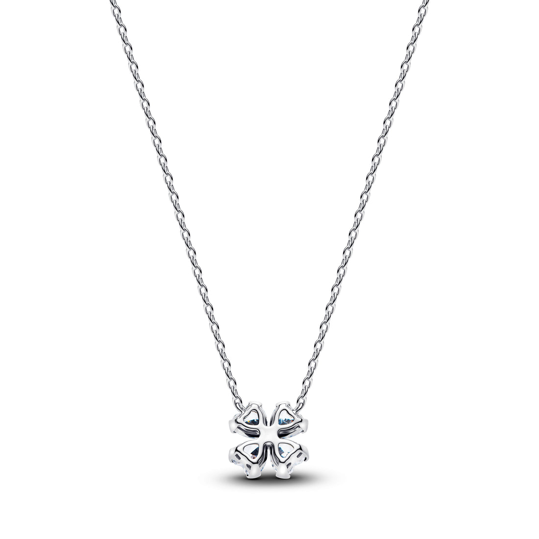 Clover Sterling Silver Collier With Clear Cubic Zirconia