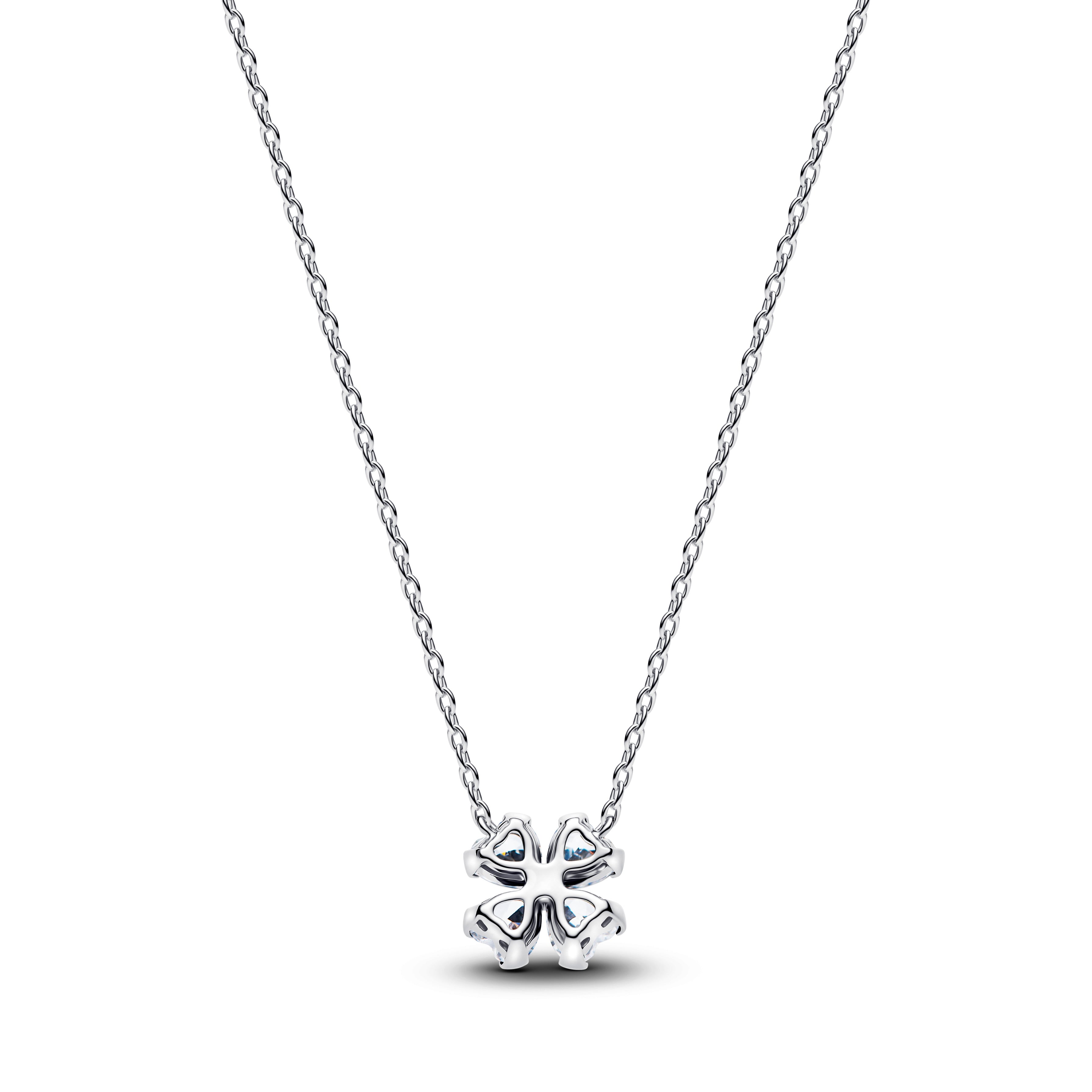 Clover Sterling Silver Collier With Clear Cubic Zirconia