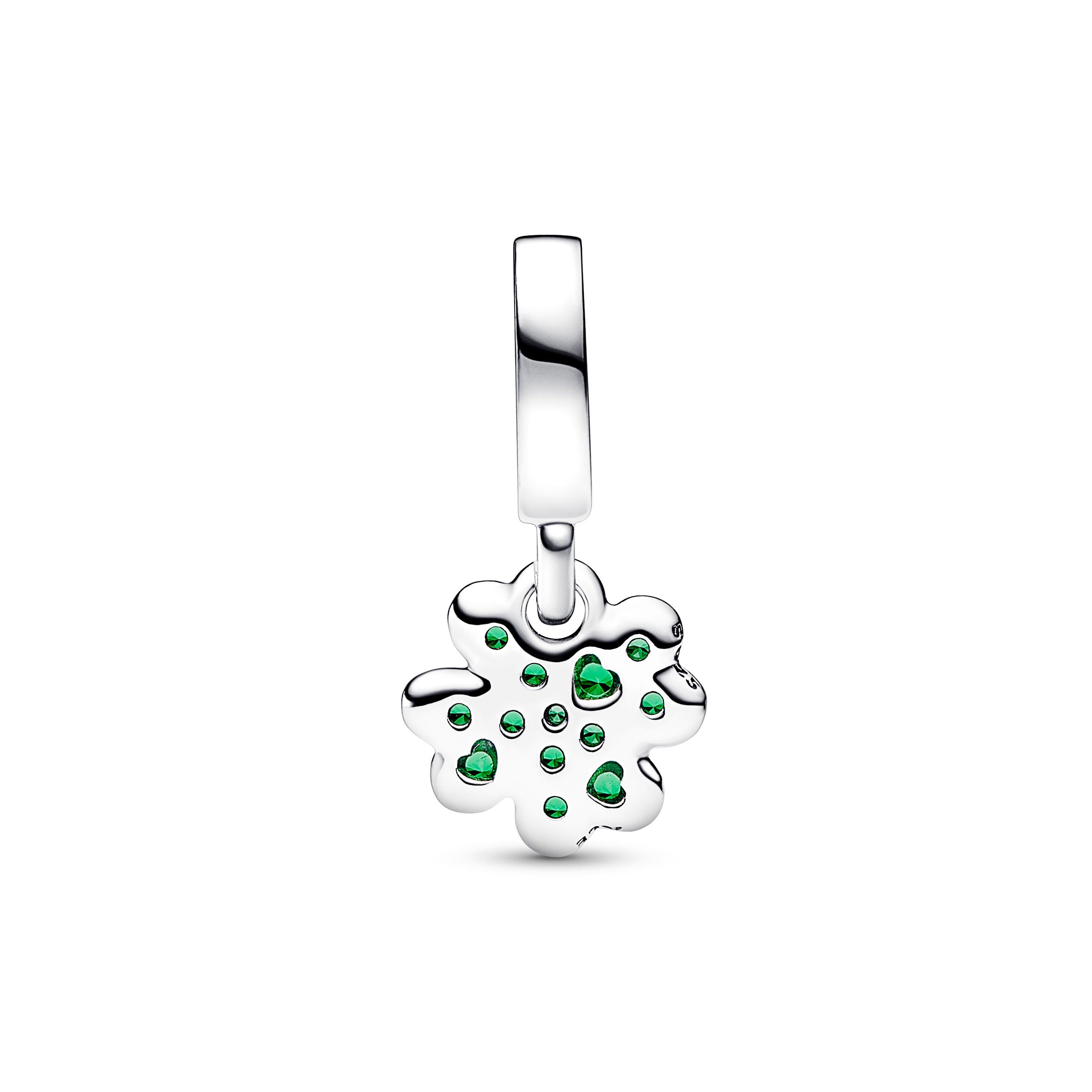 Clover Sterling Silver Dangle With Royal Green Crystal