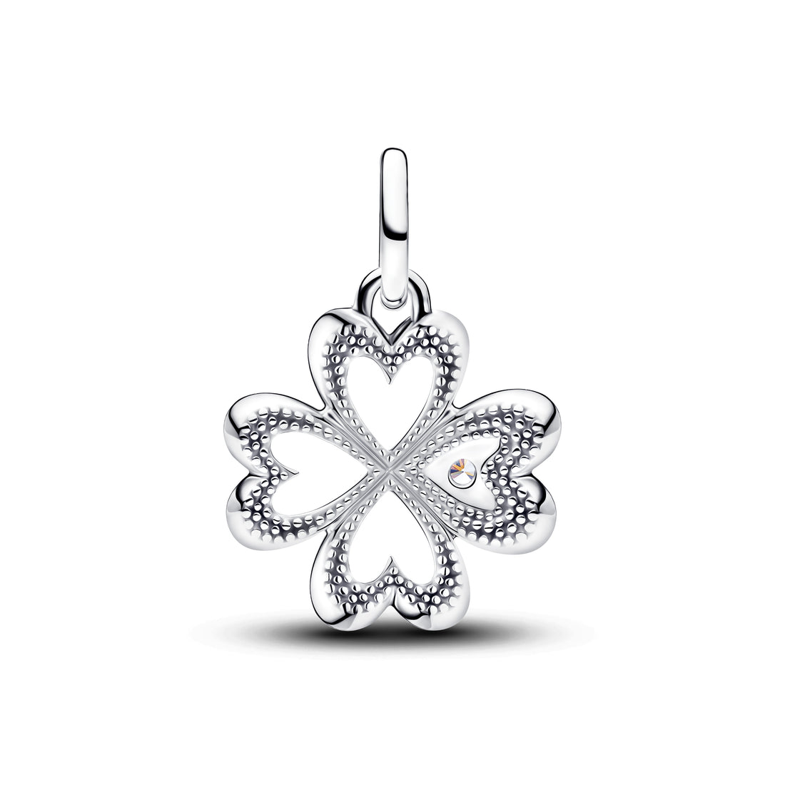 Clover Sterling Silver Medallion With Clear Cubic Zirconia