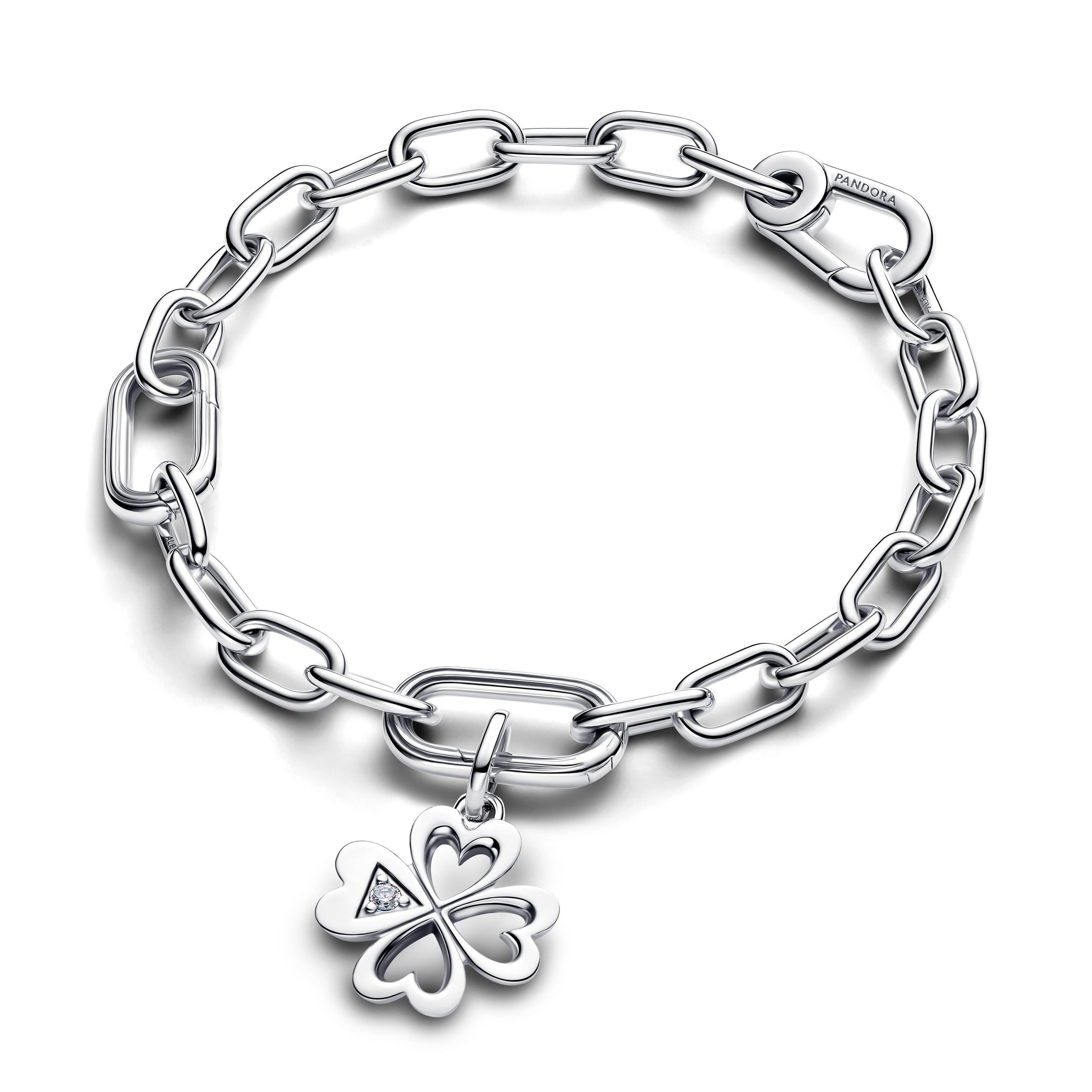 Clover Sterling Silver Medallion With Clear Cubic Zirconia