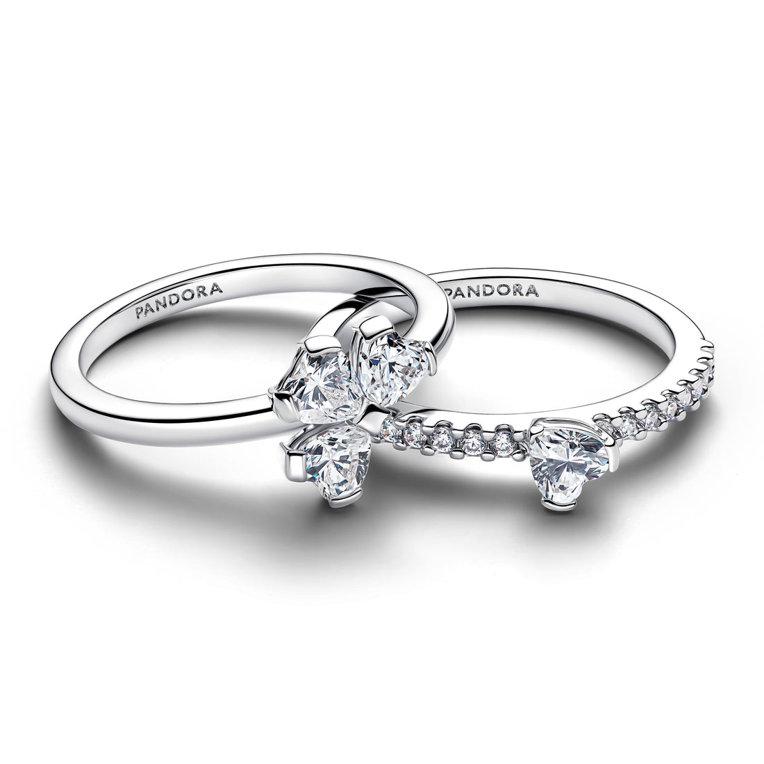Clover Sterling Silver Splittable Ring With Clear Cubic Zirconia