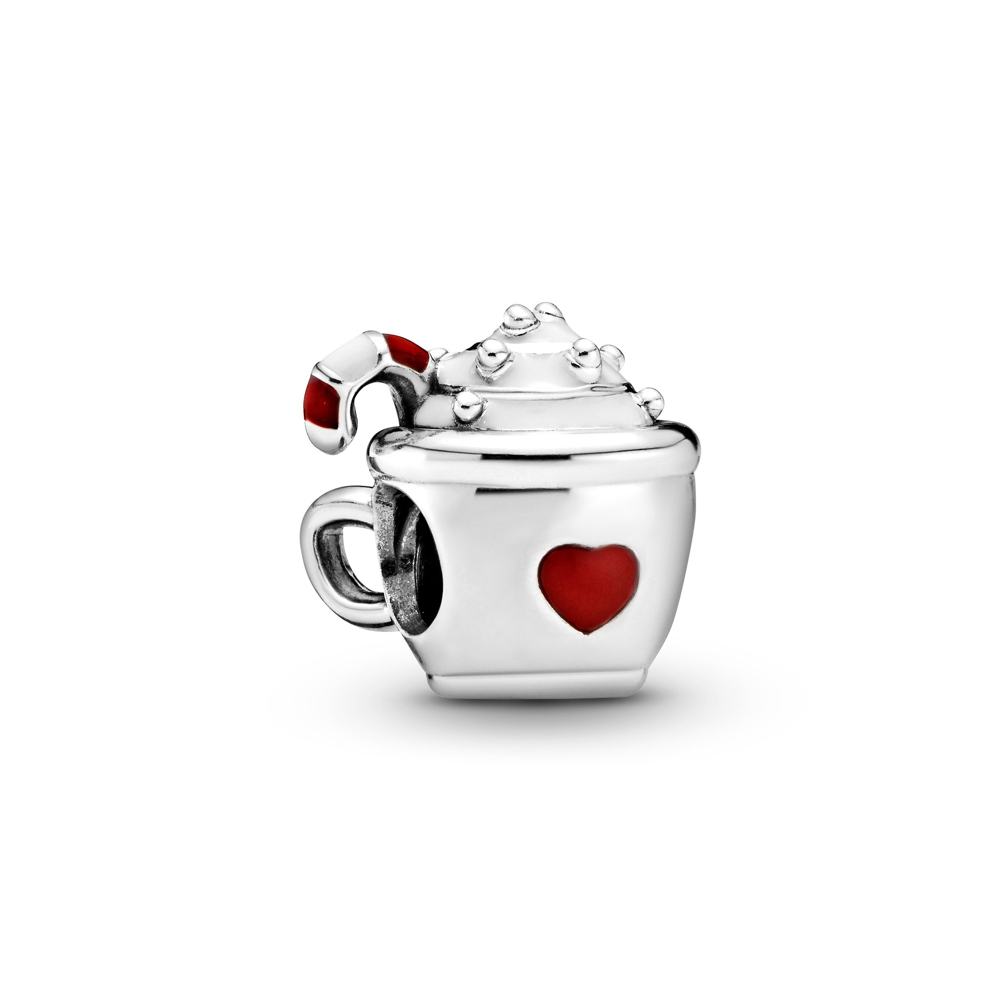 Cocoa Mug Silver Charm With Red And White Enamel