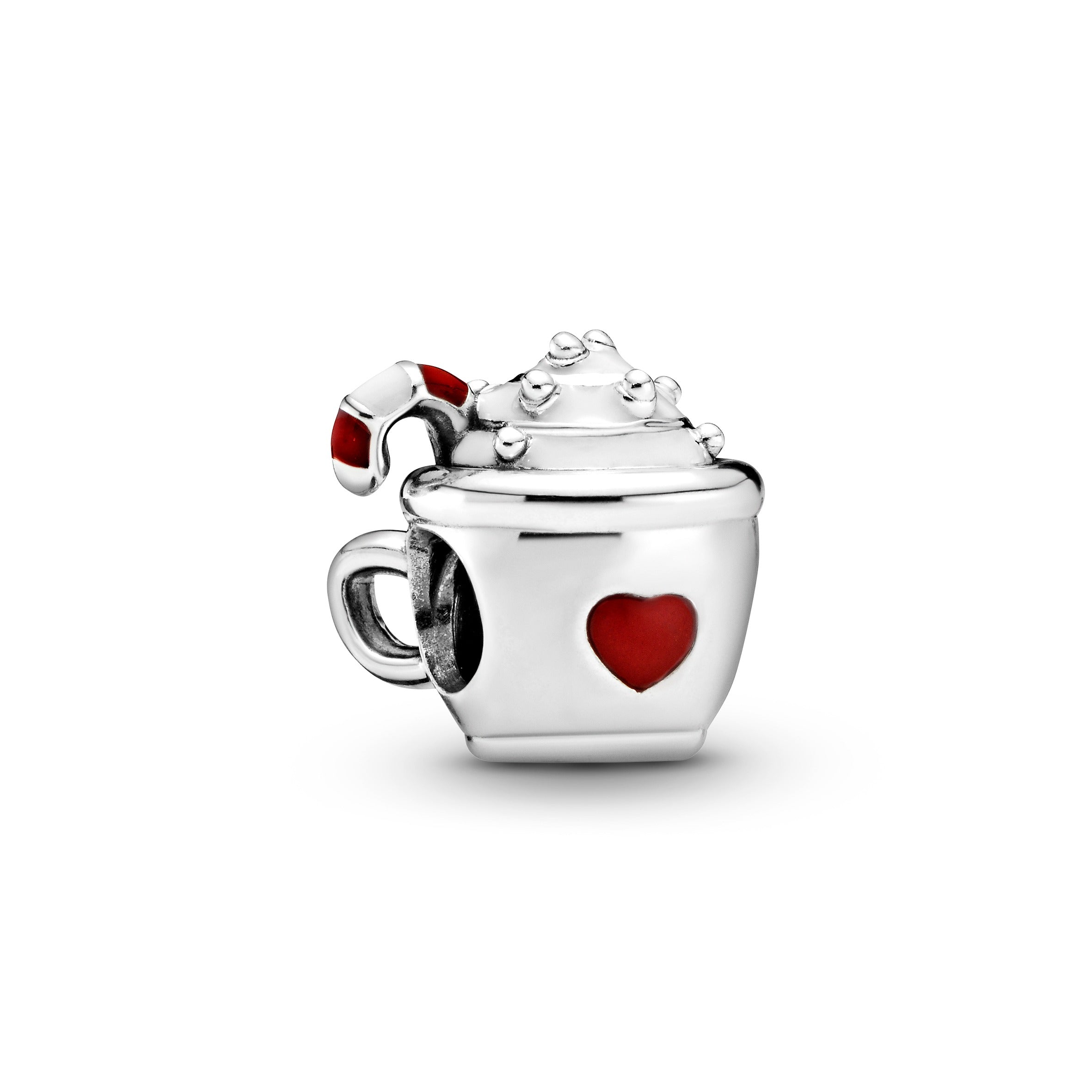 Cocoa Mug Silver Charm With Red And White Enamel
