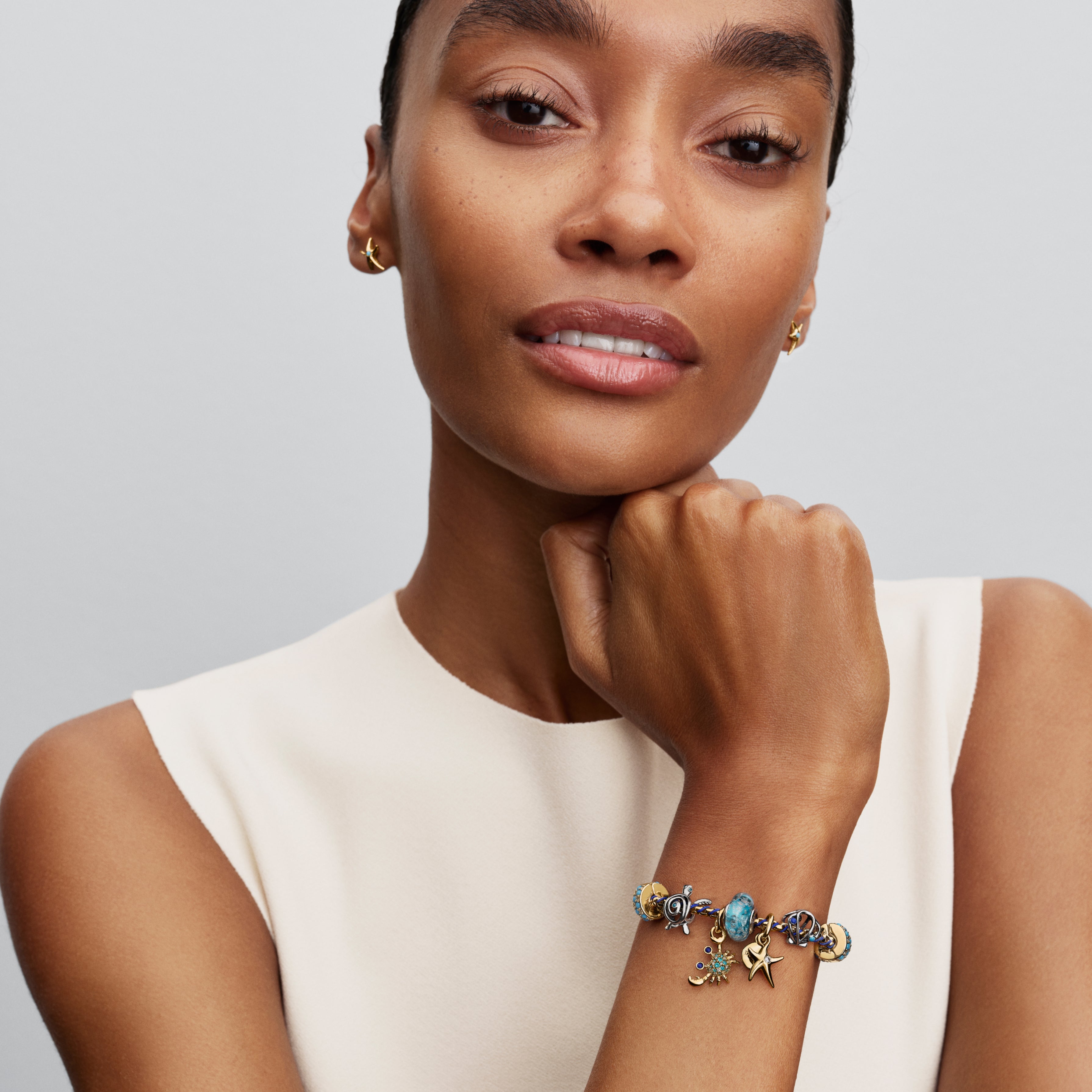 Crab 14K Gold-Plated Dangle With Imitation Lapis Lazuli, Icy Green Crystal And Clear Cubic Zirconia