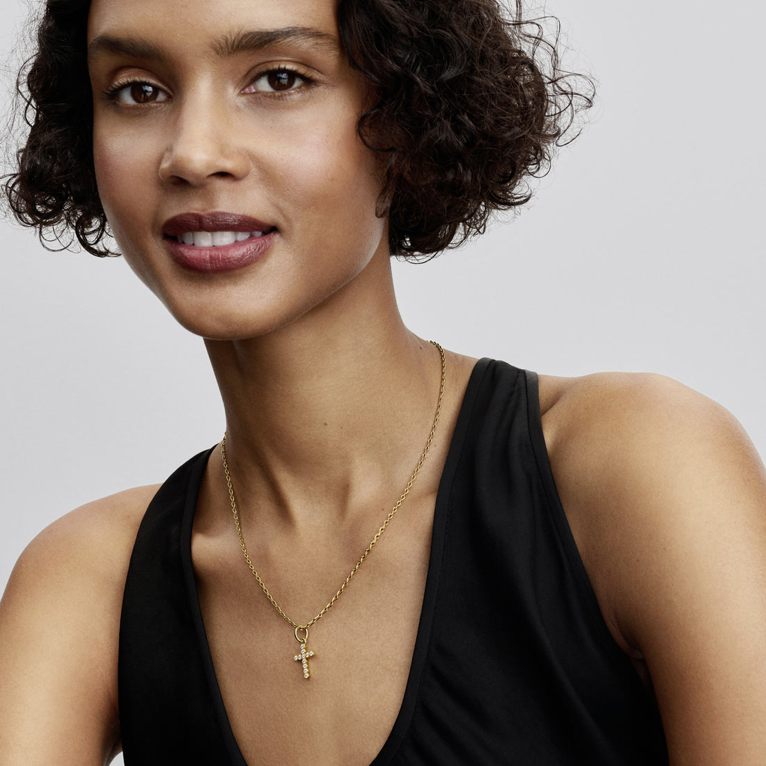 Cross 14K Gold-Plated Dangle With Clear Cubic Zirconia