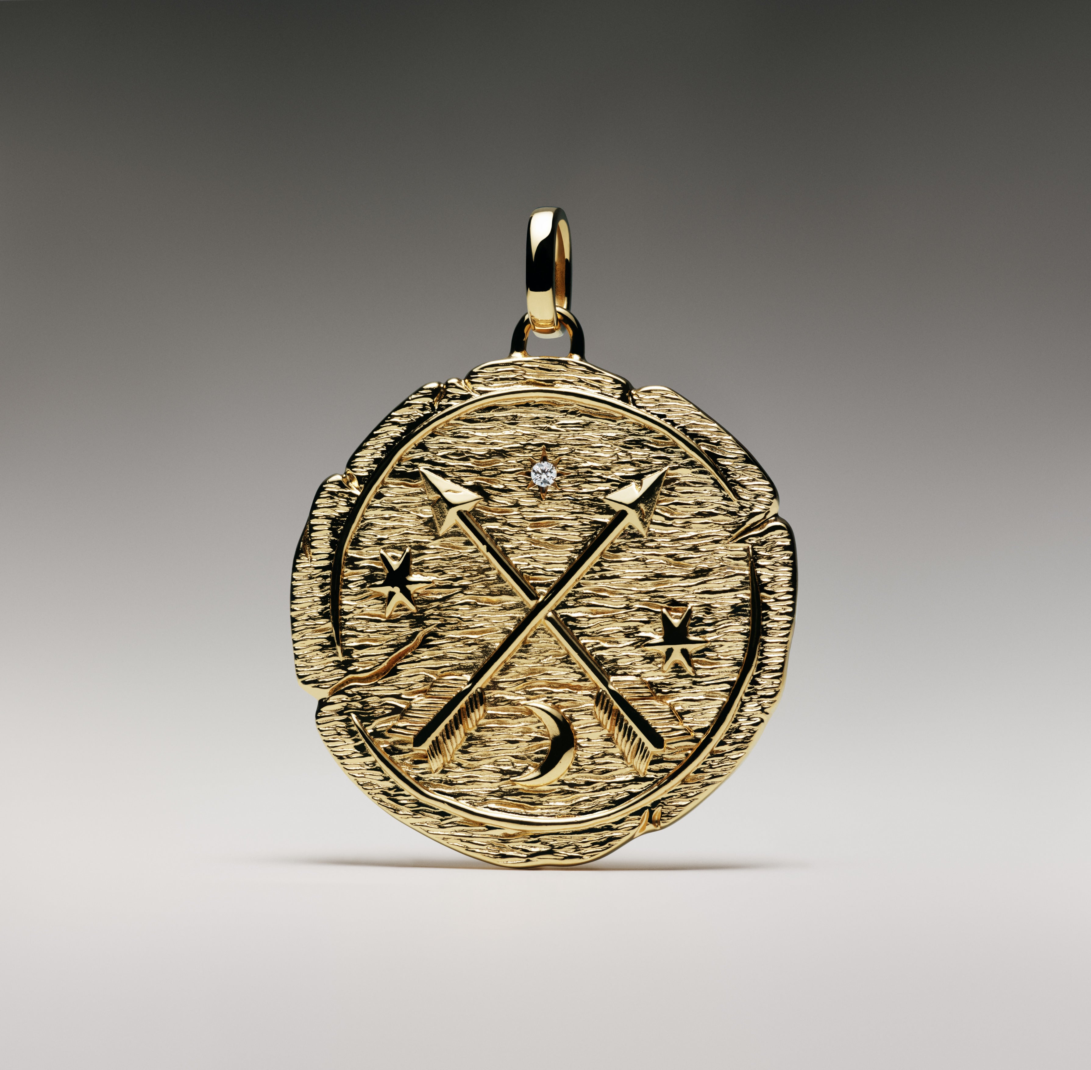 Crossing Arrows 14K Gold-Plated Medallion With Clear Cubic Zirconia