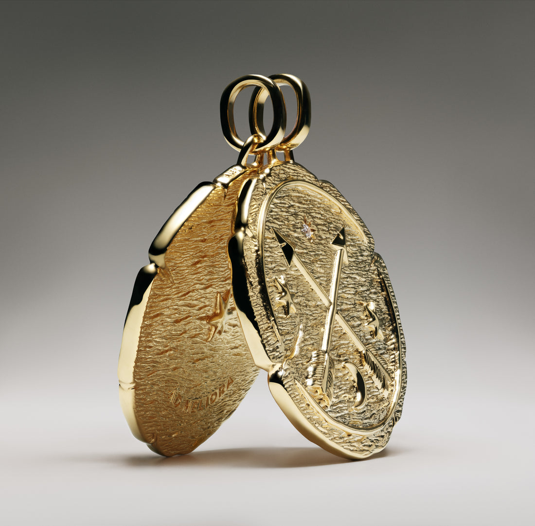 Crossing Arrows 14K Gold-Plated Medallion With Clear Cubic Zirconia