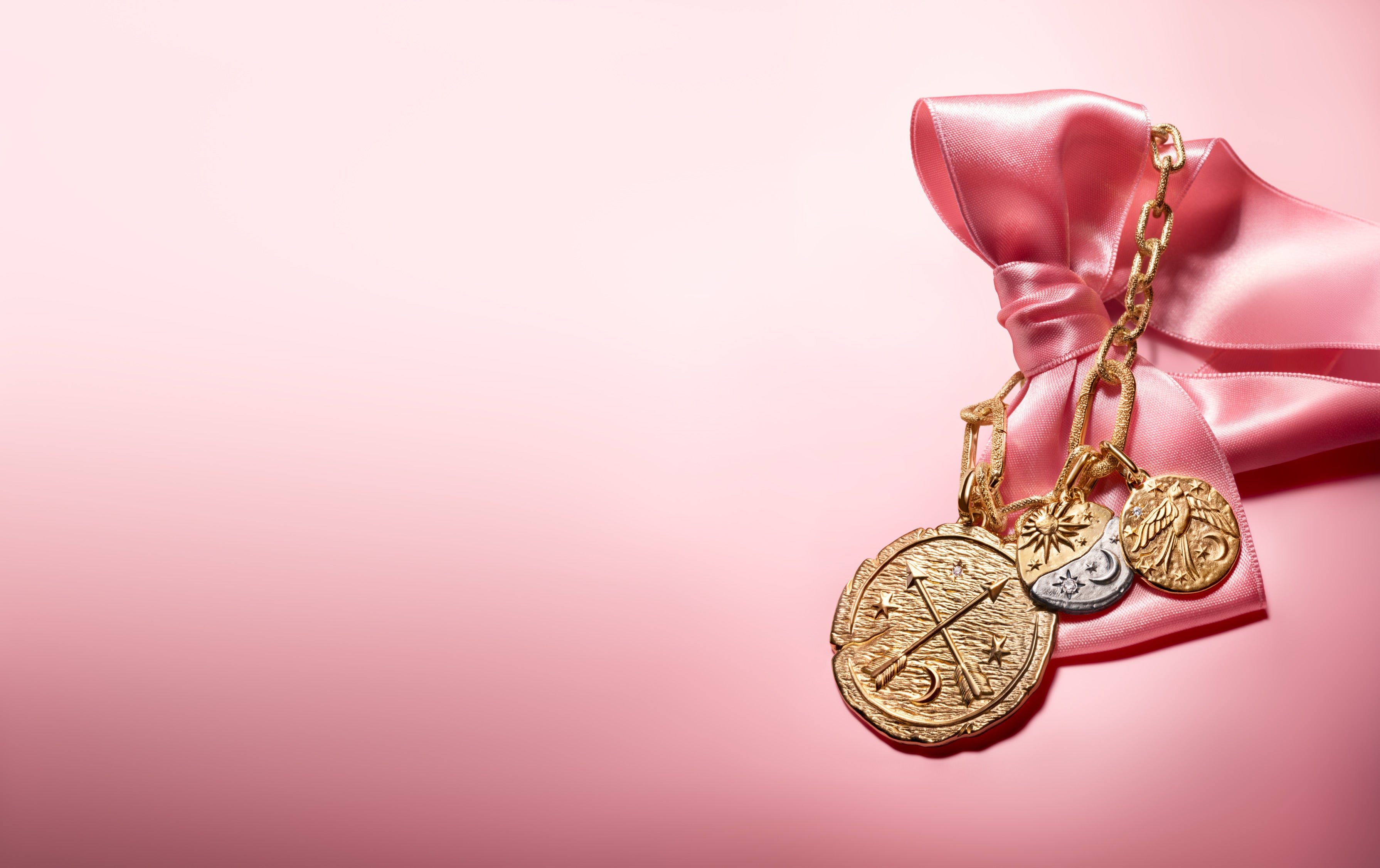 Crossing Arrows 14K Gold-Plated Medallion With Clear Cubic Zirconia