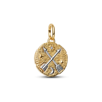 Crossing Arrows Sterling Silver And 14K Gold-Plated Medallion With Clear Cubic Zirconia
