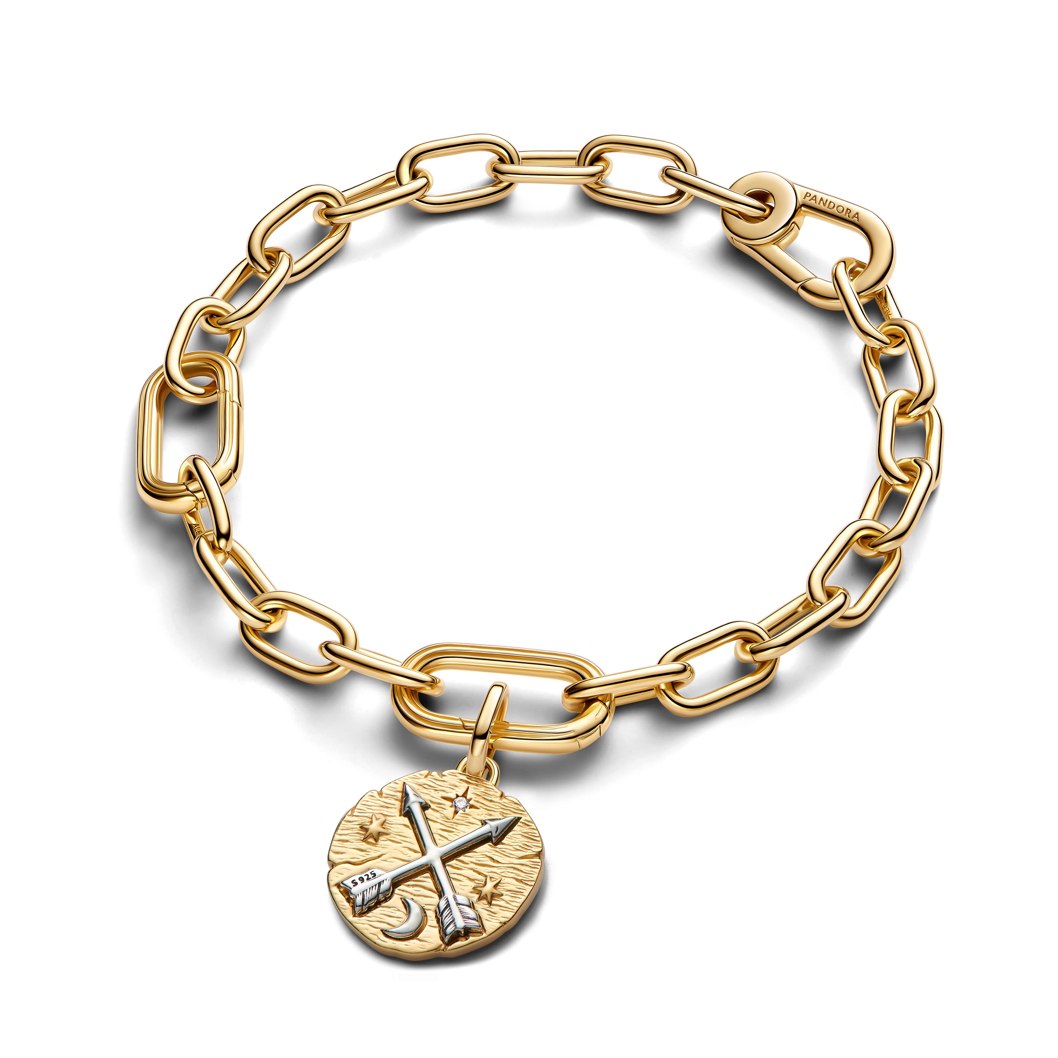 Crossing Arrows Sterling Silver And 14K Gold-Plated Medallion With Clear Cubic Zirconia