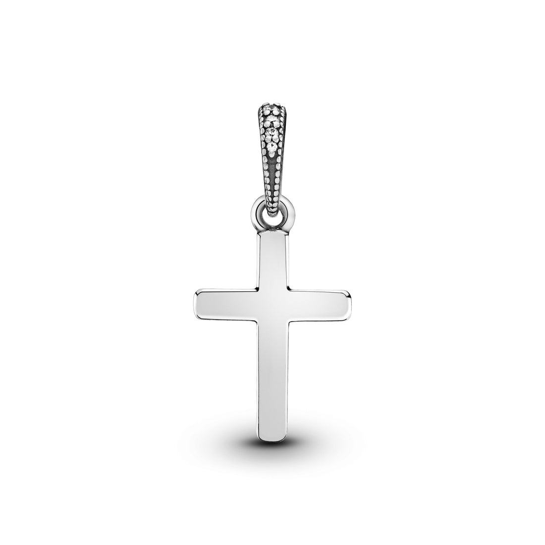 Cross Silver Pendant With Clear Cubic Zirconia