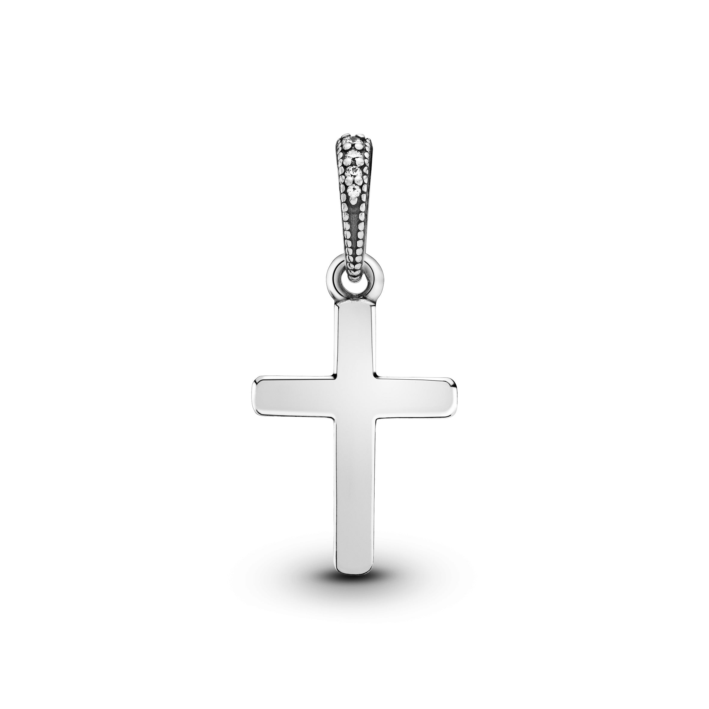 Cross Silver Pendant With Clear Cubic Zirconia