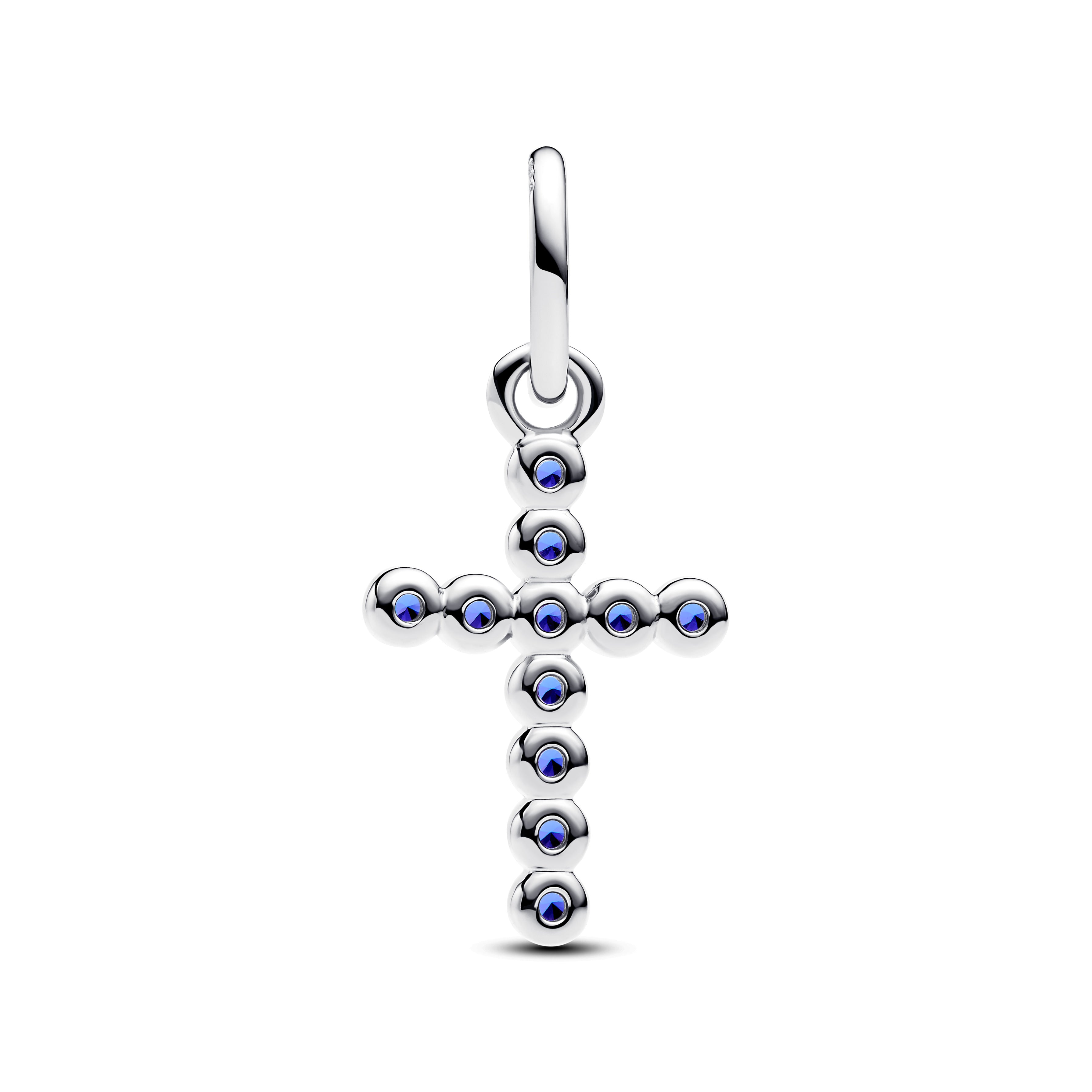 Cross Sterling Silver Dangle With Stellar Blue Crystal