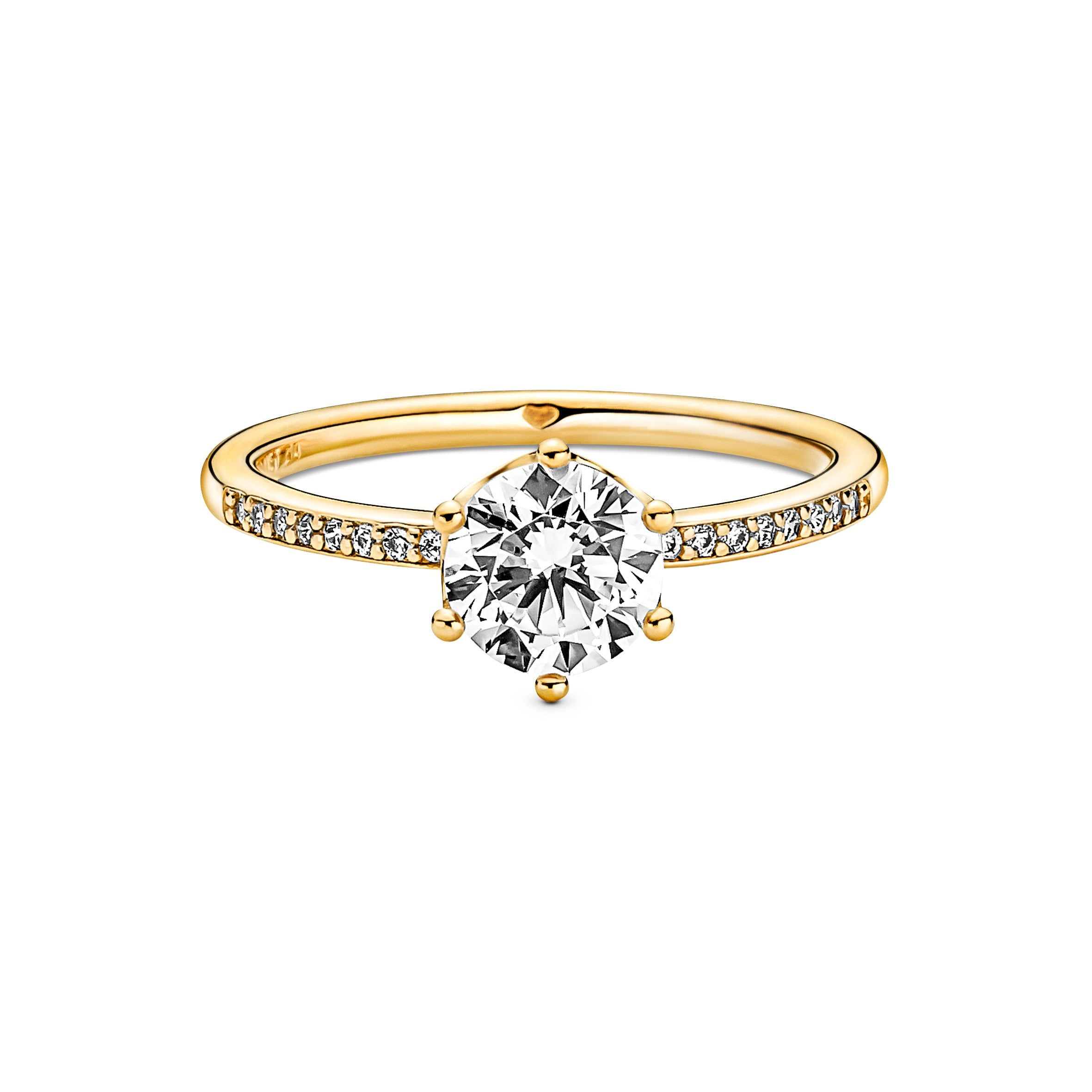 Crown 14K Gold-Plated Ring With Clear Cubic Zirconia