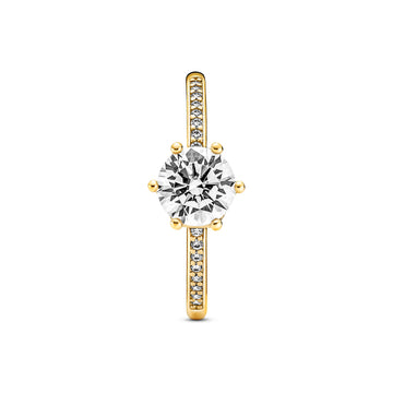 Crown 14K Gold-Plated Ring With Clear Cubic Zirconia