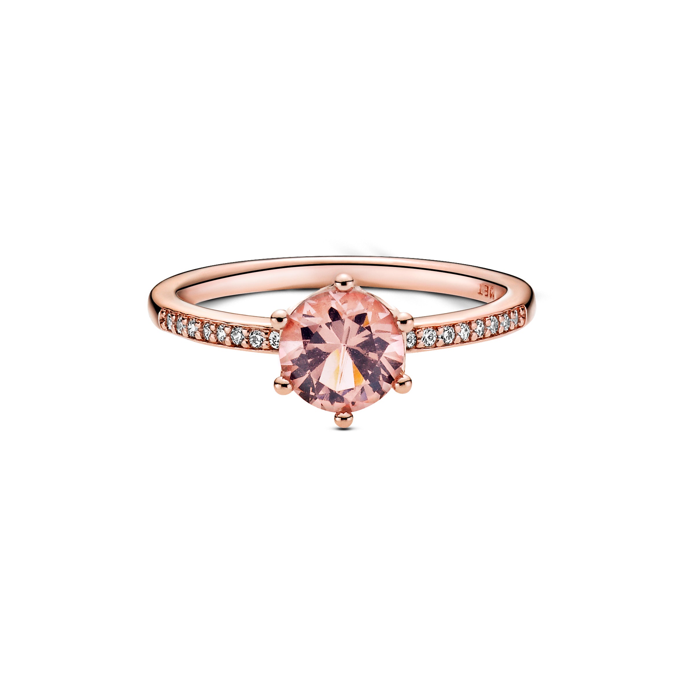 Crown 14K Rose Gold-Plated Ring With Blush Pink Crystal And Clear Cubic Zirconia