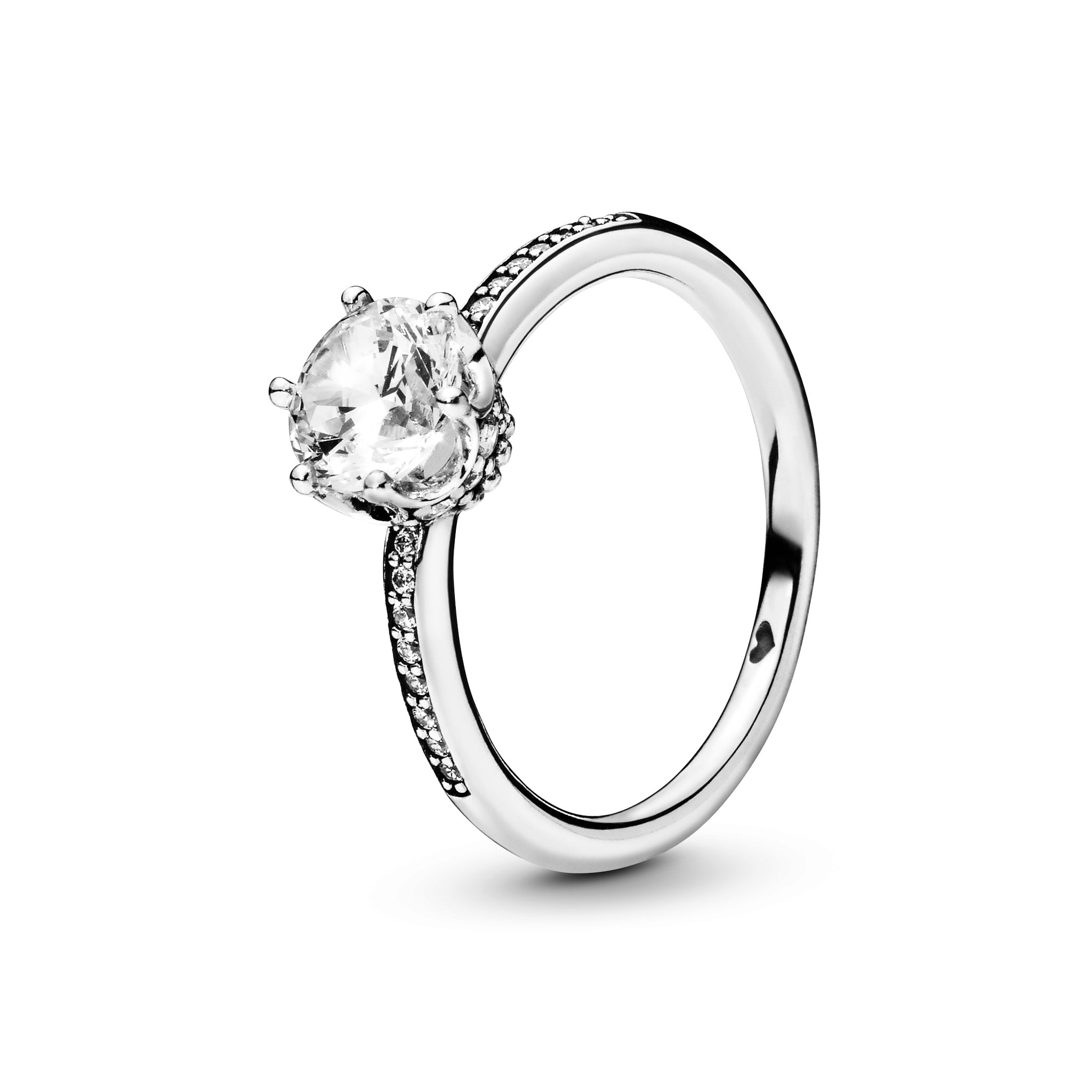 Crown Sterling Silver Ring With Clear Cubic Zirconia