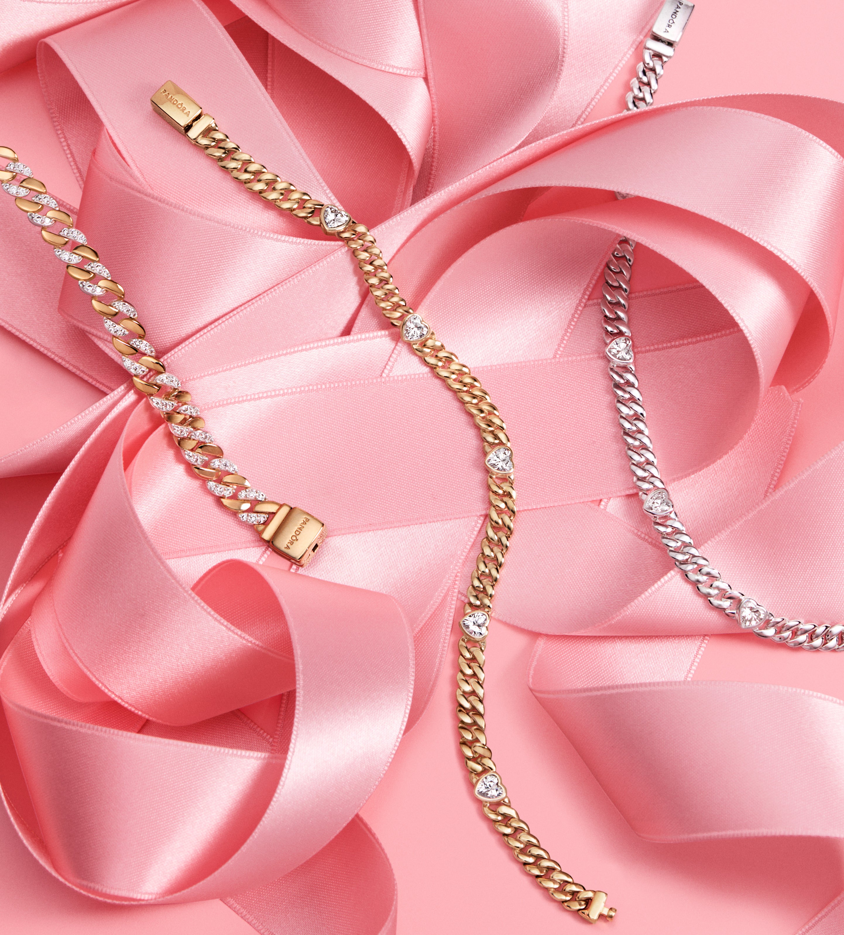 Cuban Chain 14K Gold-Plated Bracelet With Clear Cubic Zirconia