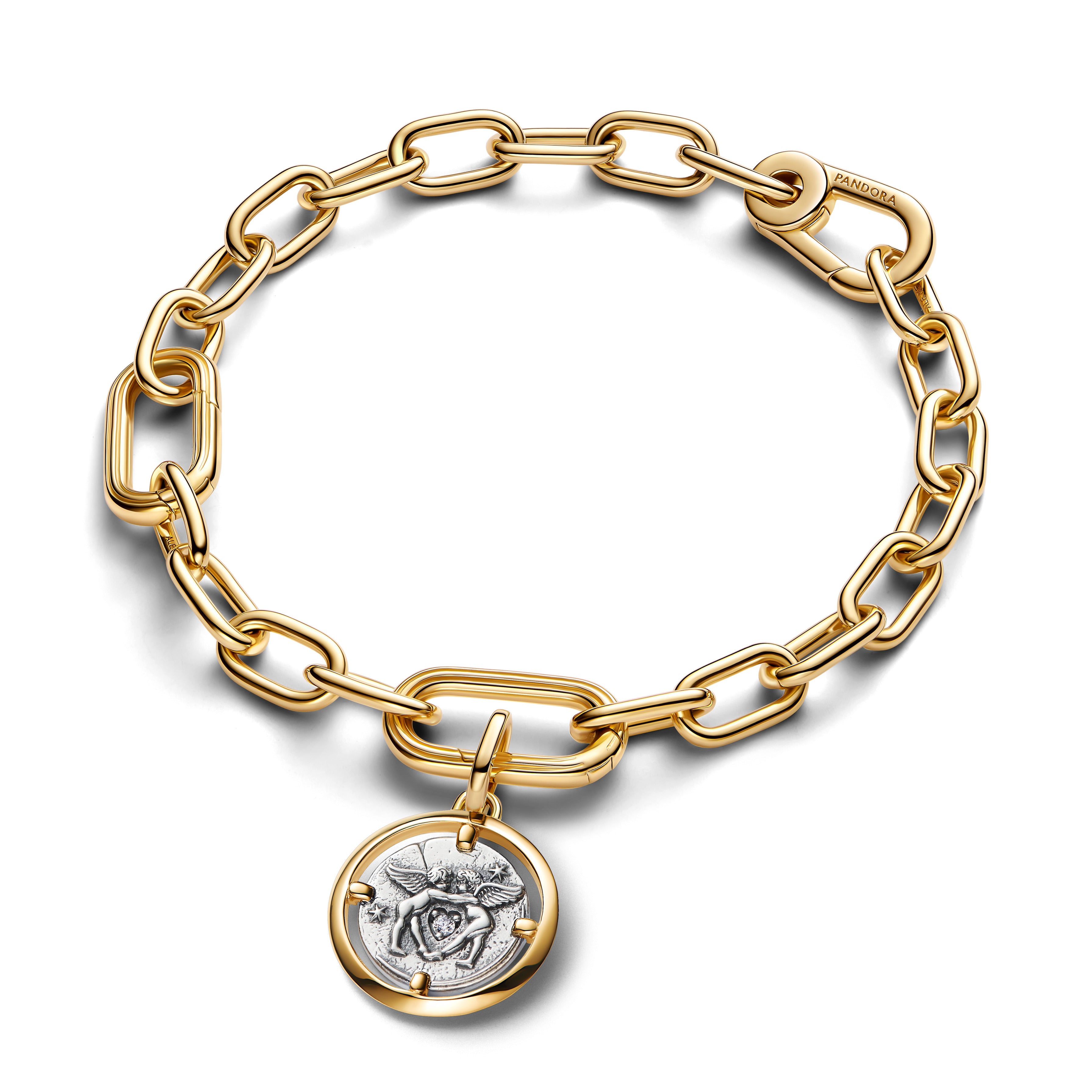 Cupids Sterling Silver And 14K Gold-Plated Medallion With Clear Cubic Zirconia
